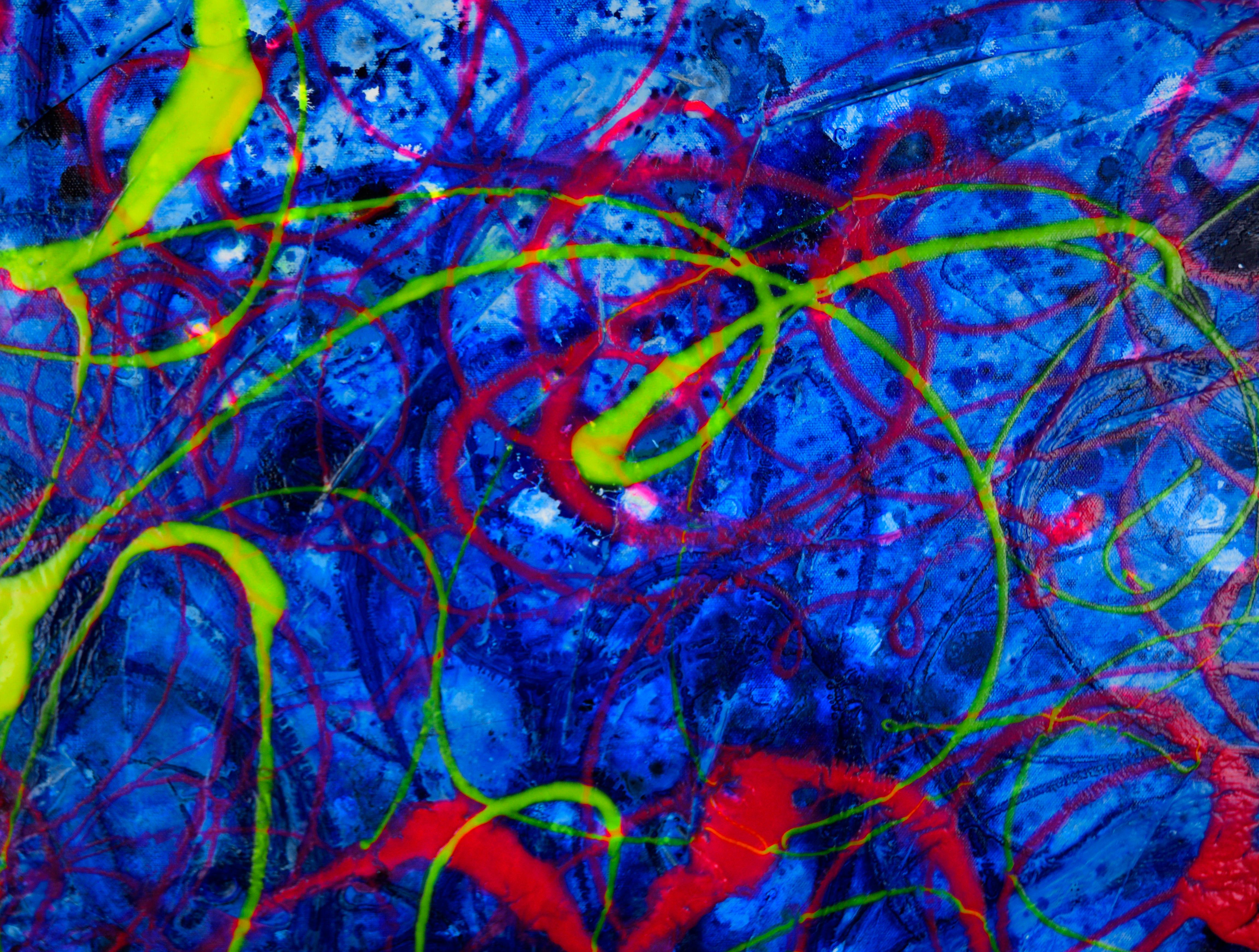 Ocean Lights - Expressionist Composition in Acrylic on Canvas For Sale 1