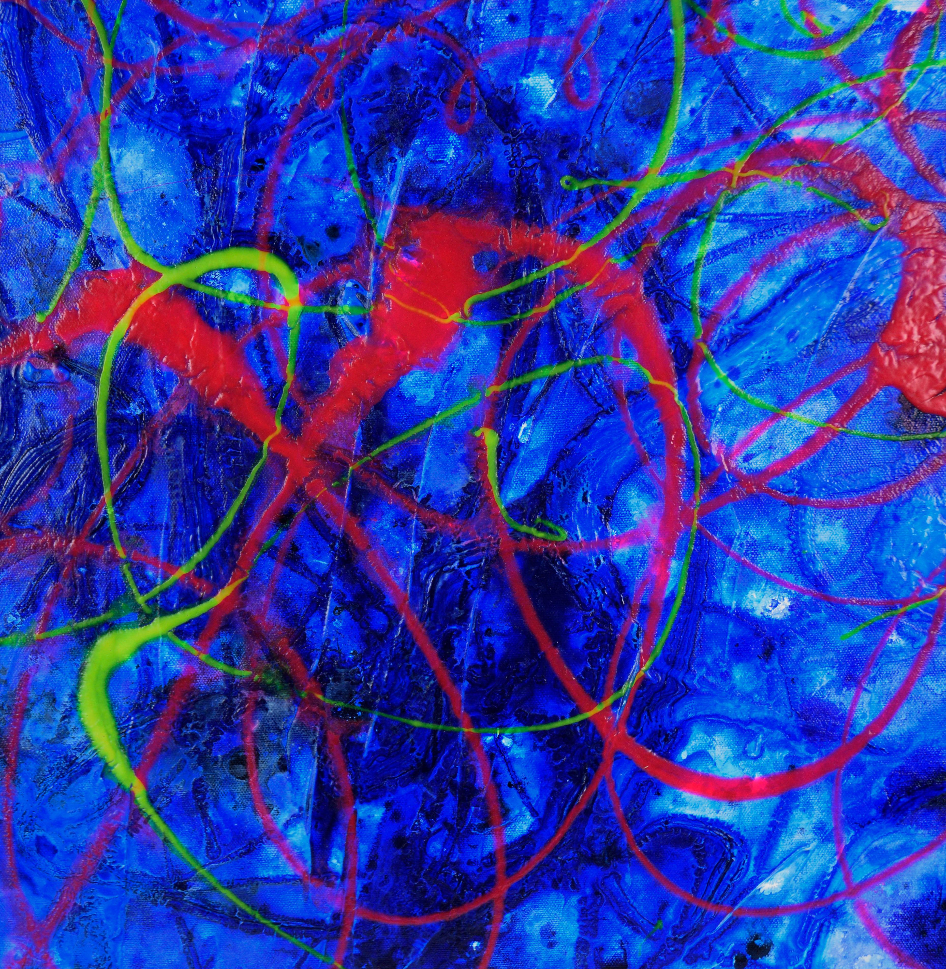 Ocean Lights - Expressionist Composition in Acrylic on Canvas For Sale 2