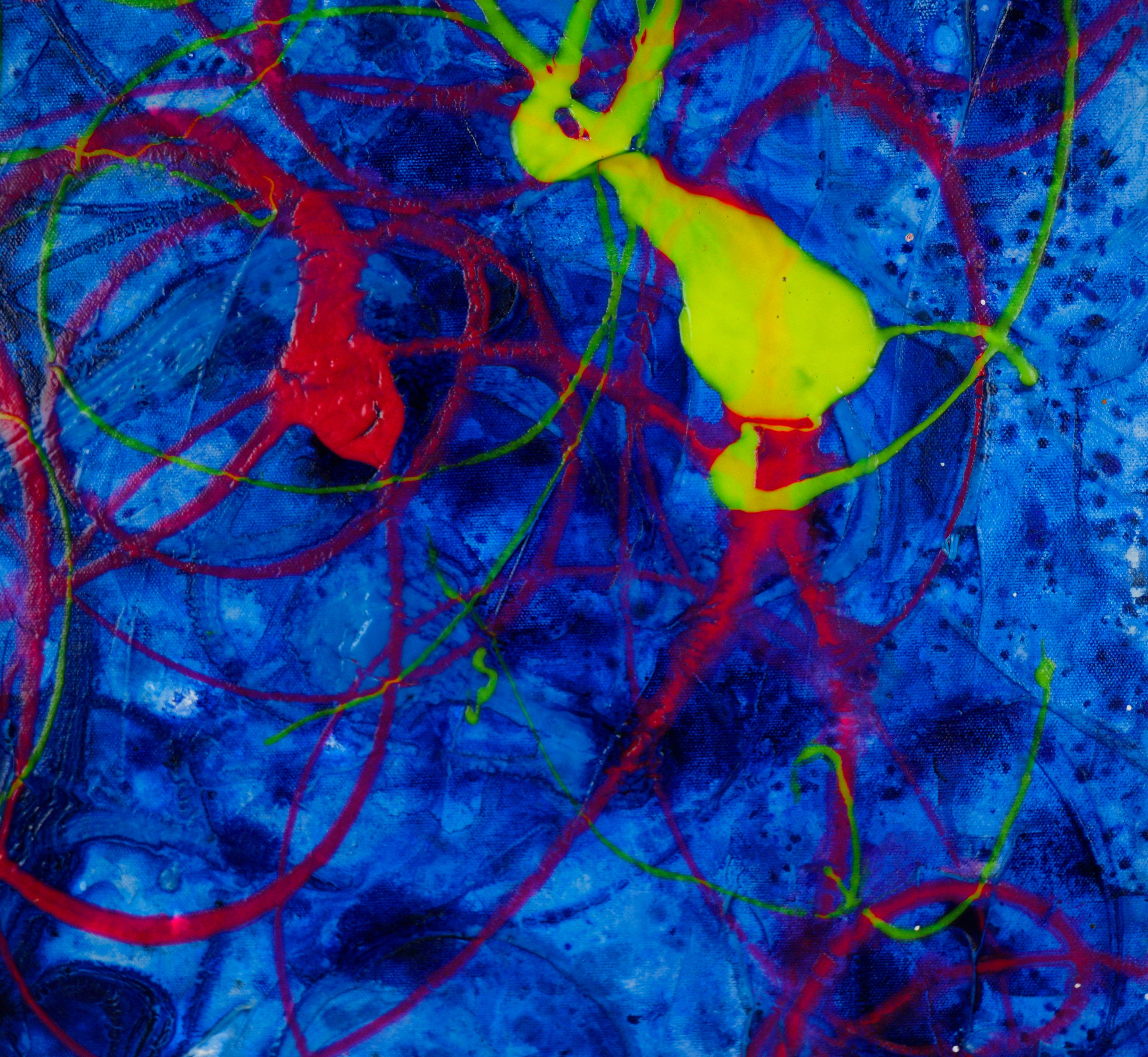 Ocean Lights - Expressionist Composition in Acrylic on Canvas For Sale 4