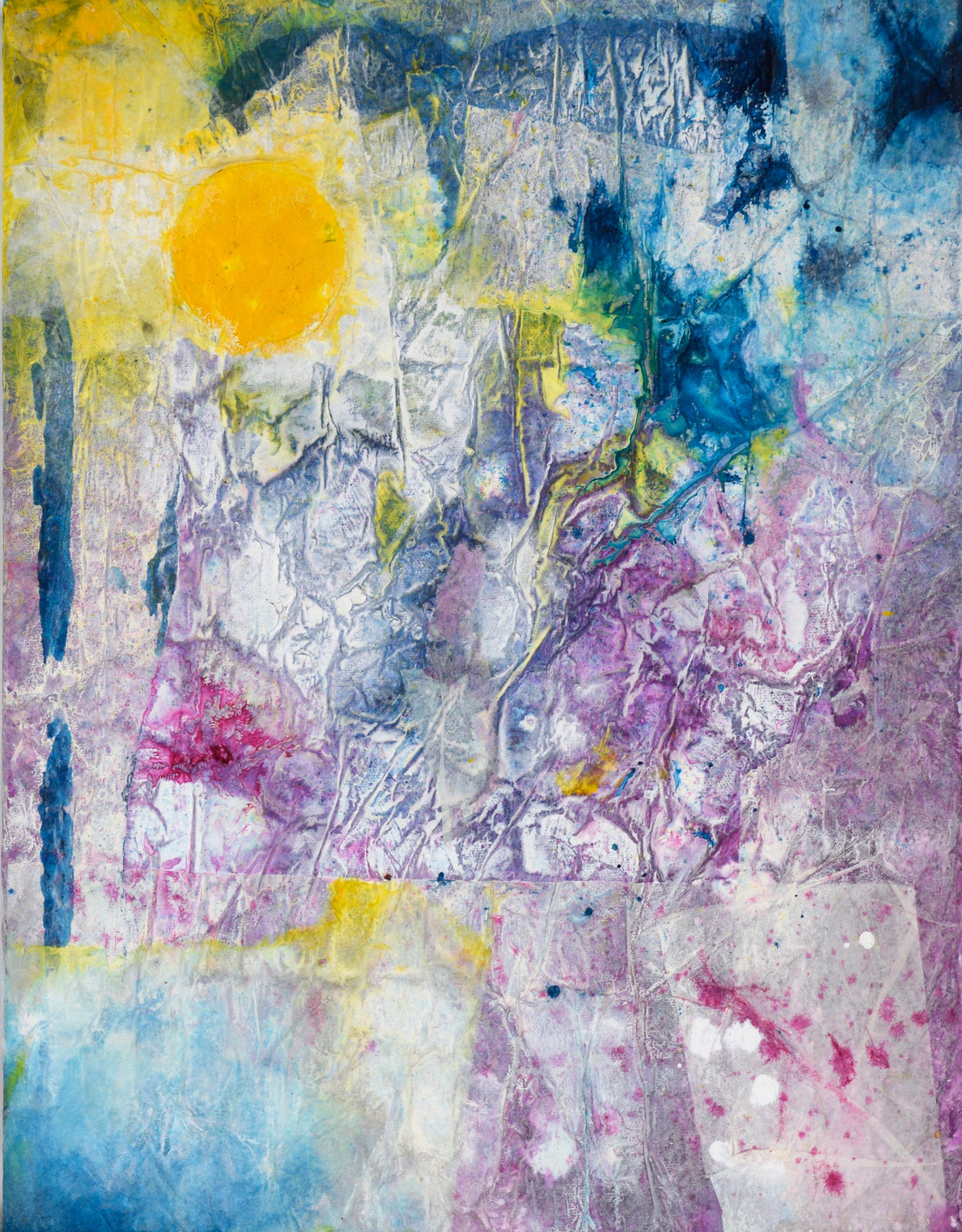 "Painting with White" Composition d'expressionnisme abstrait en techniques mixtes sur toile