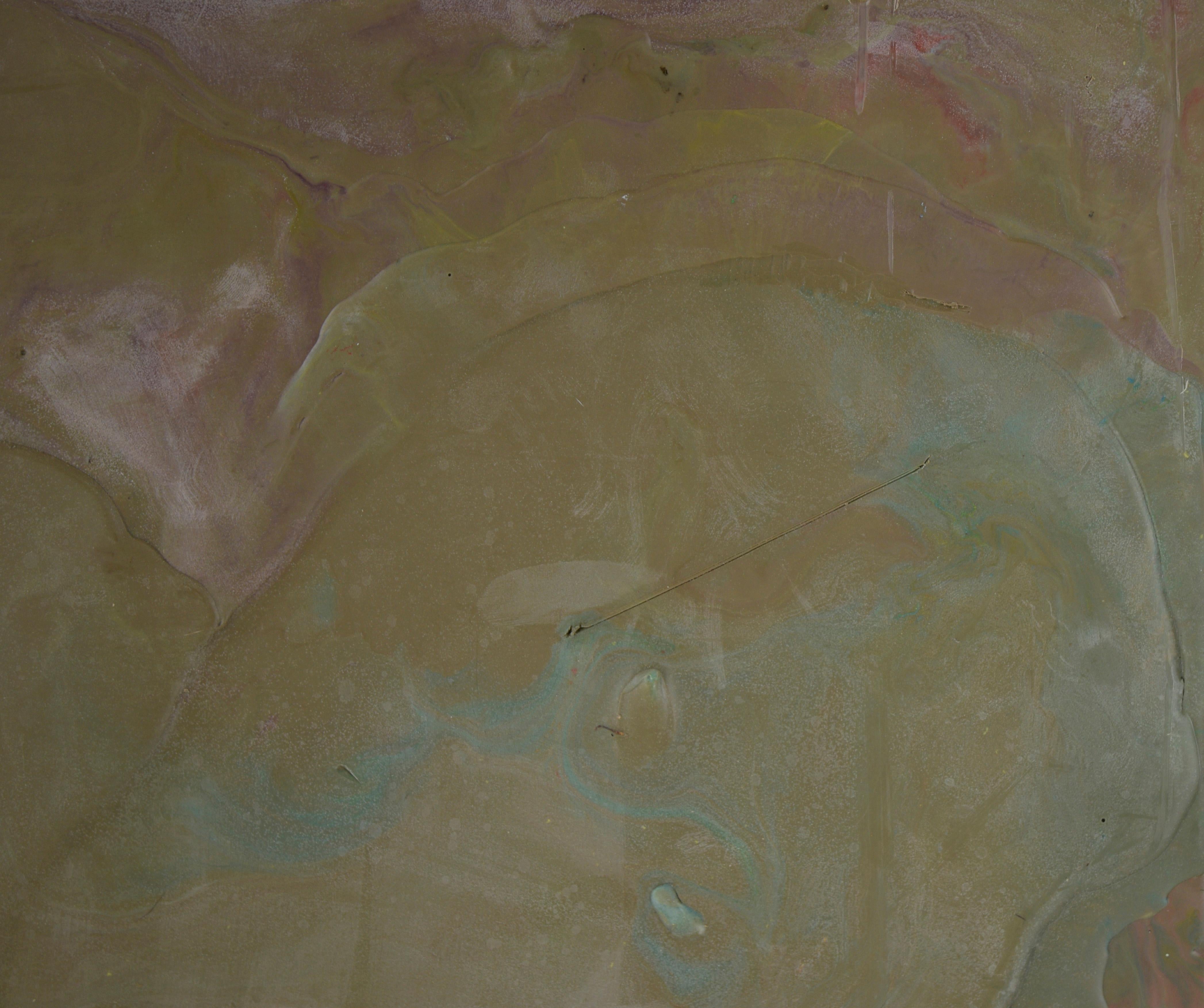 Patina - Composizione minimalista in cera e acrilico su pannello di Wood - Abstract Painting Marrone di Charles David Francis