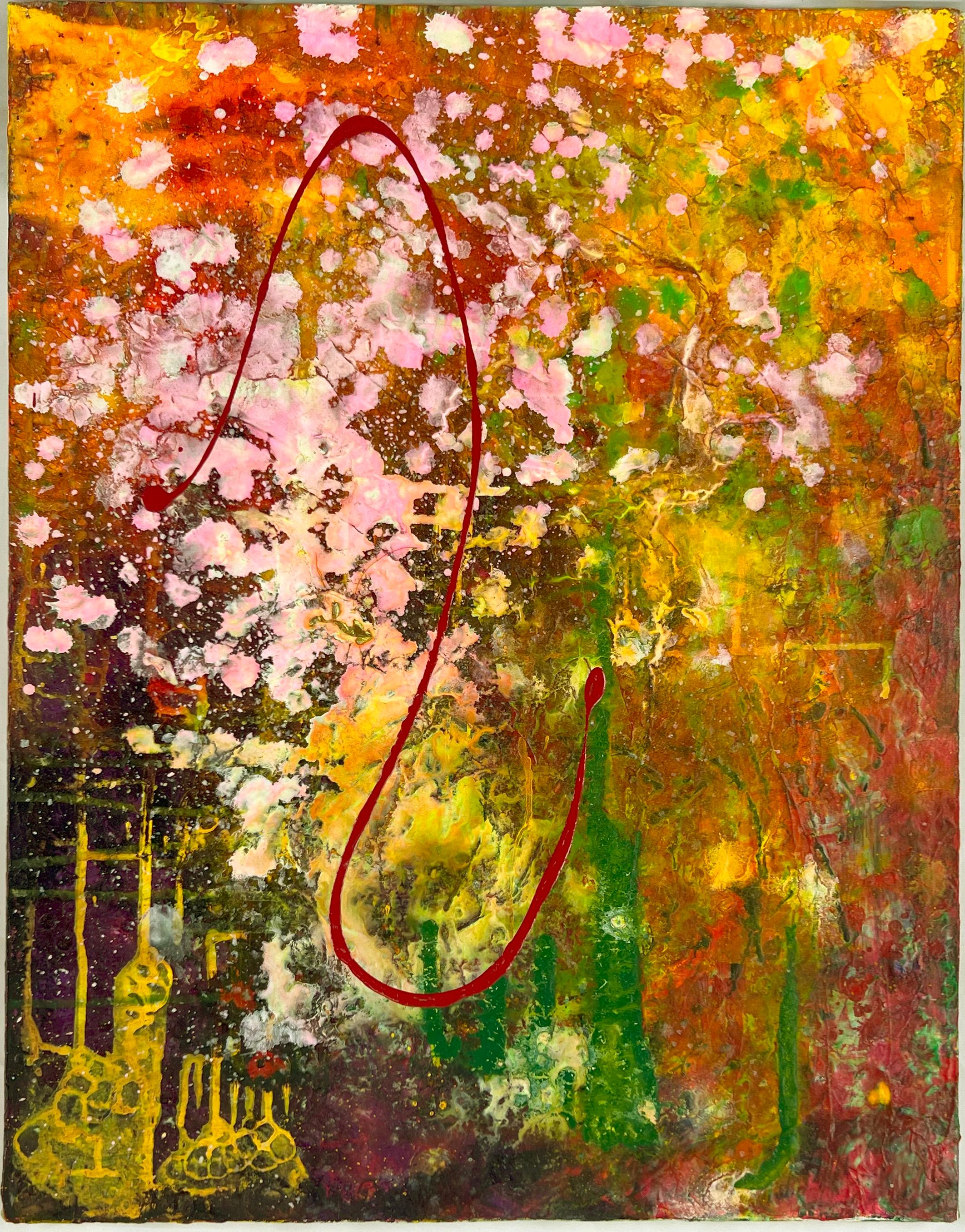 Abstract Painting di Charles David Francis - Rosa svolazzante Espressionista astratto Acrilico originale su tela
