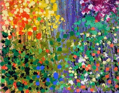 Rainbow Drips, Abstract Expressionist Composition in Acrylic on Canvas, Signed