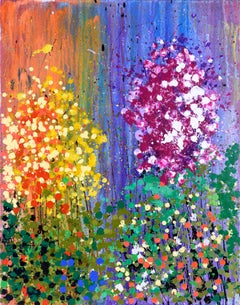 Rainbow Drips, Abstract Expressionist Composition in Acrylic on Canvas, Signed