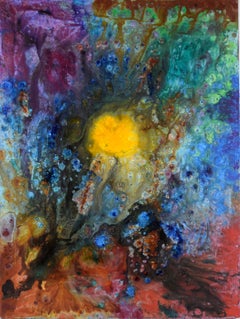 Vintage "Rapture" Abstract Galactic Composition in Acrylic on Canvas