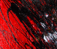 Rot und Schwarz Abstrakt Expressionistische Komposition in Acryl auf Leinwand