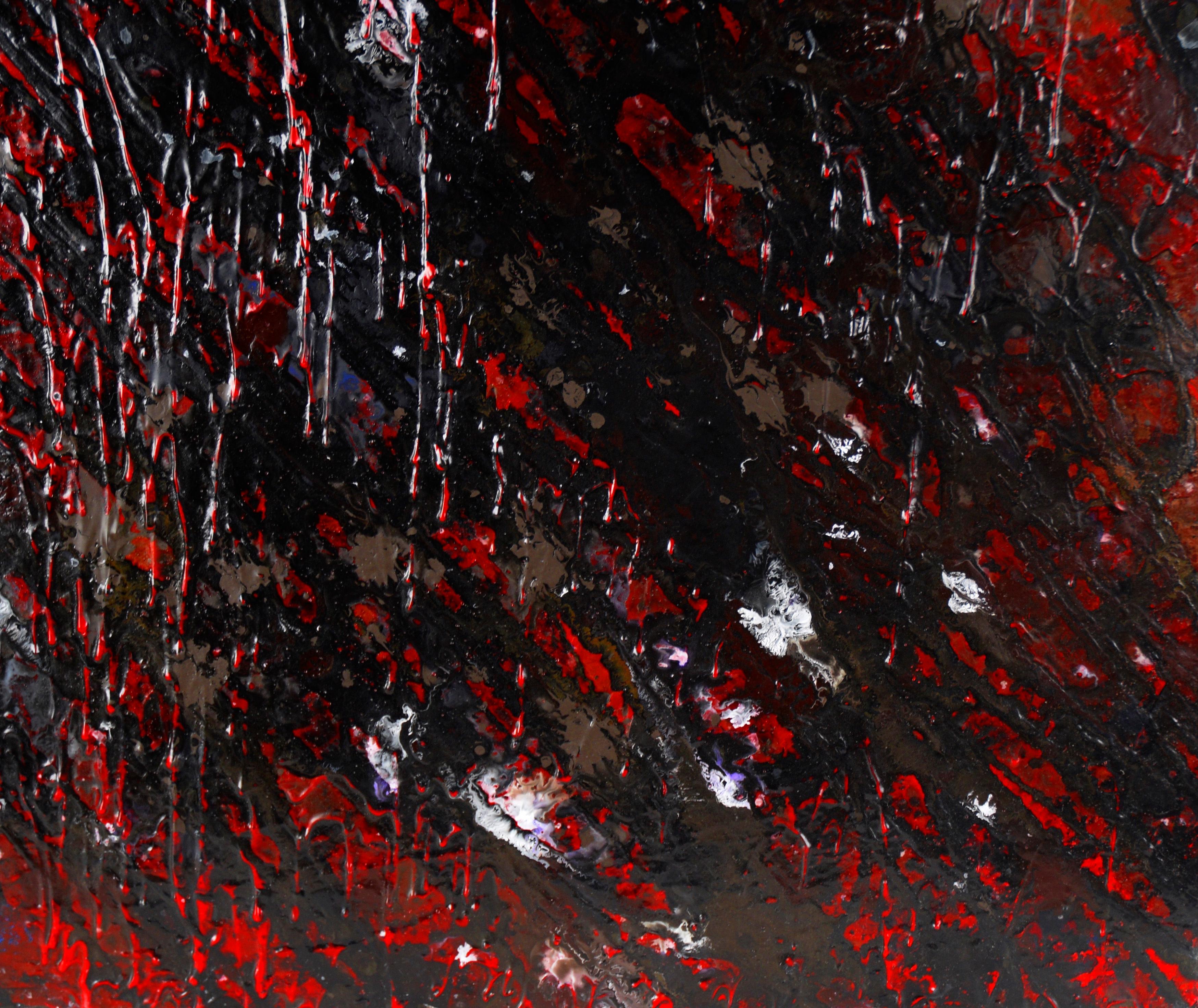 Red and Black Abstract Expressionist Composition in Acrylic on Canvas For Sale 2