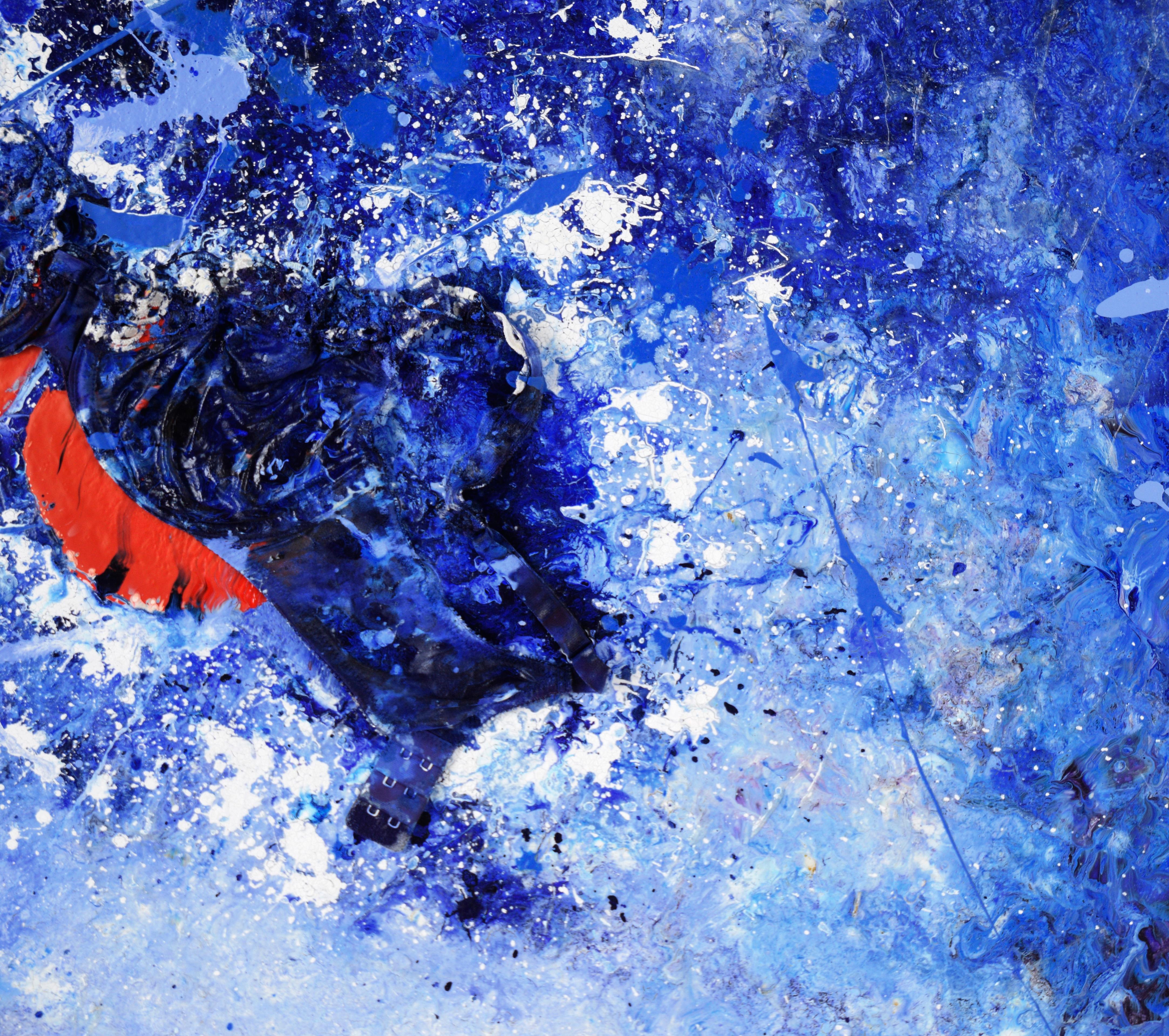 Red Underneath - Textured Expressionist Composition in Acrylic on Canvas For Sale 6