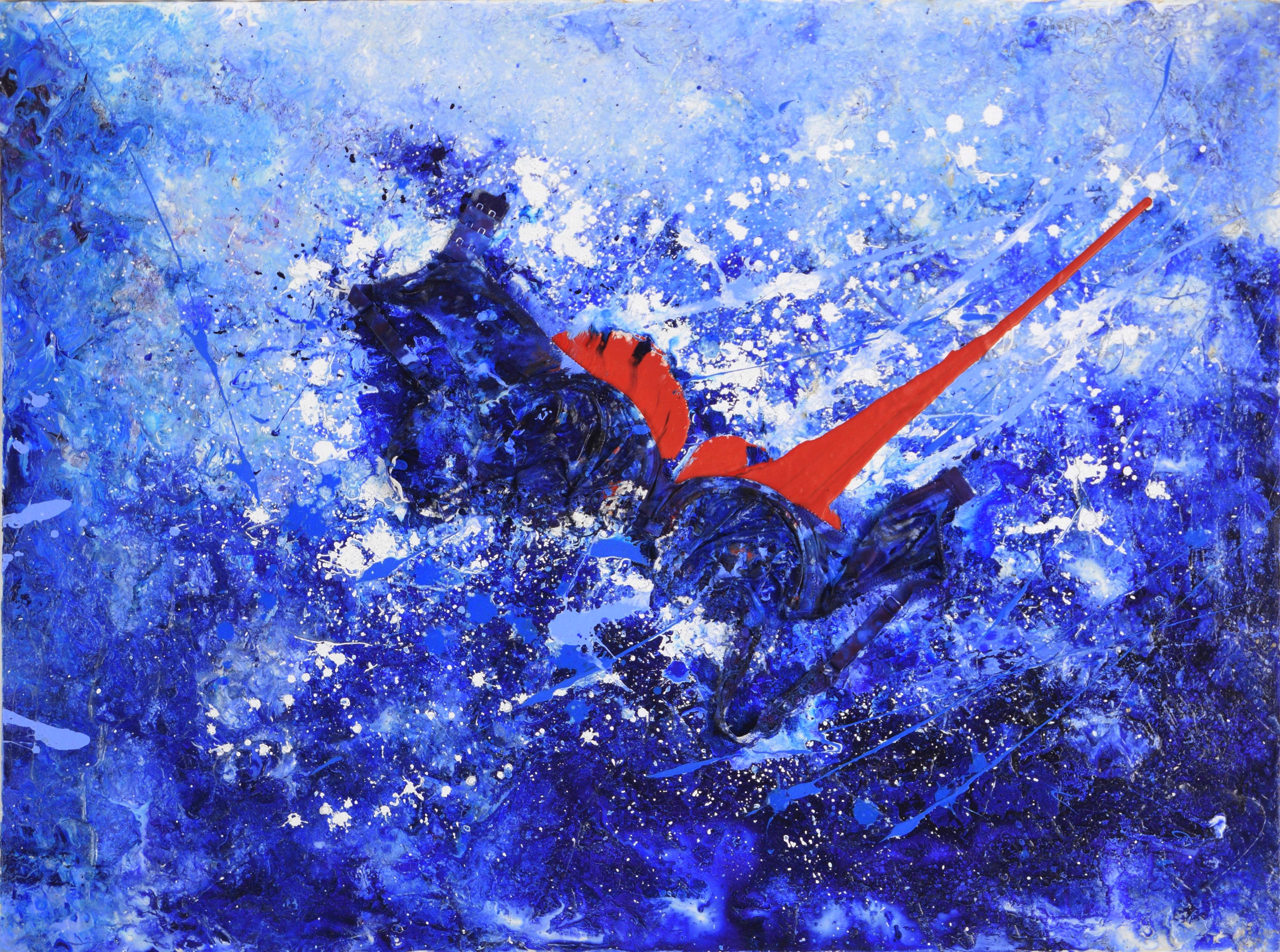 Red Underneath - Textured Expressionist Composition in Acrylic on Canvas - Painting by Charles David Francis