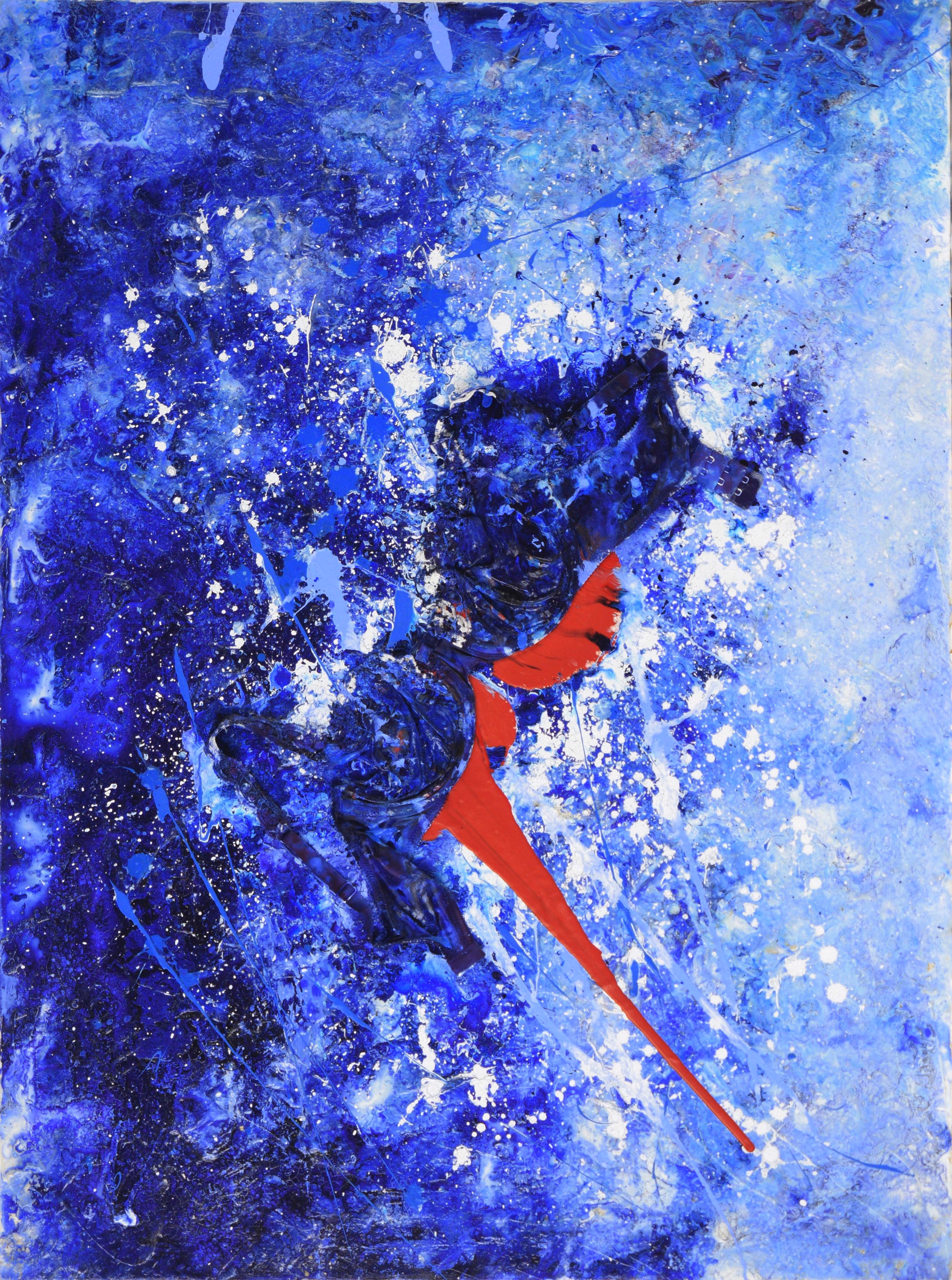 Red Underneath - Textured Expressionist Composition in Acrylic on Canvas - Abstract Expressionist Painting by Charles David Francis