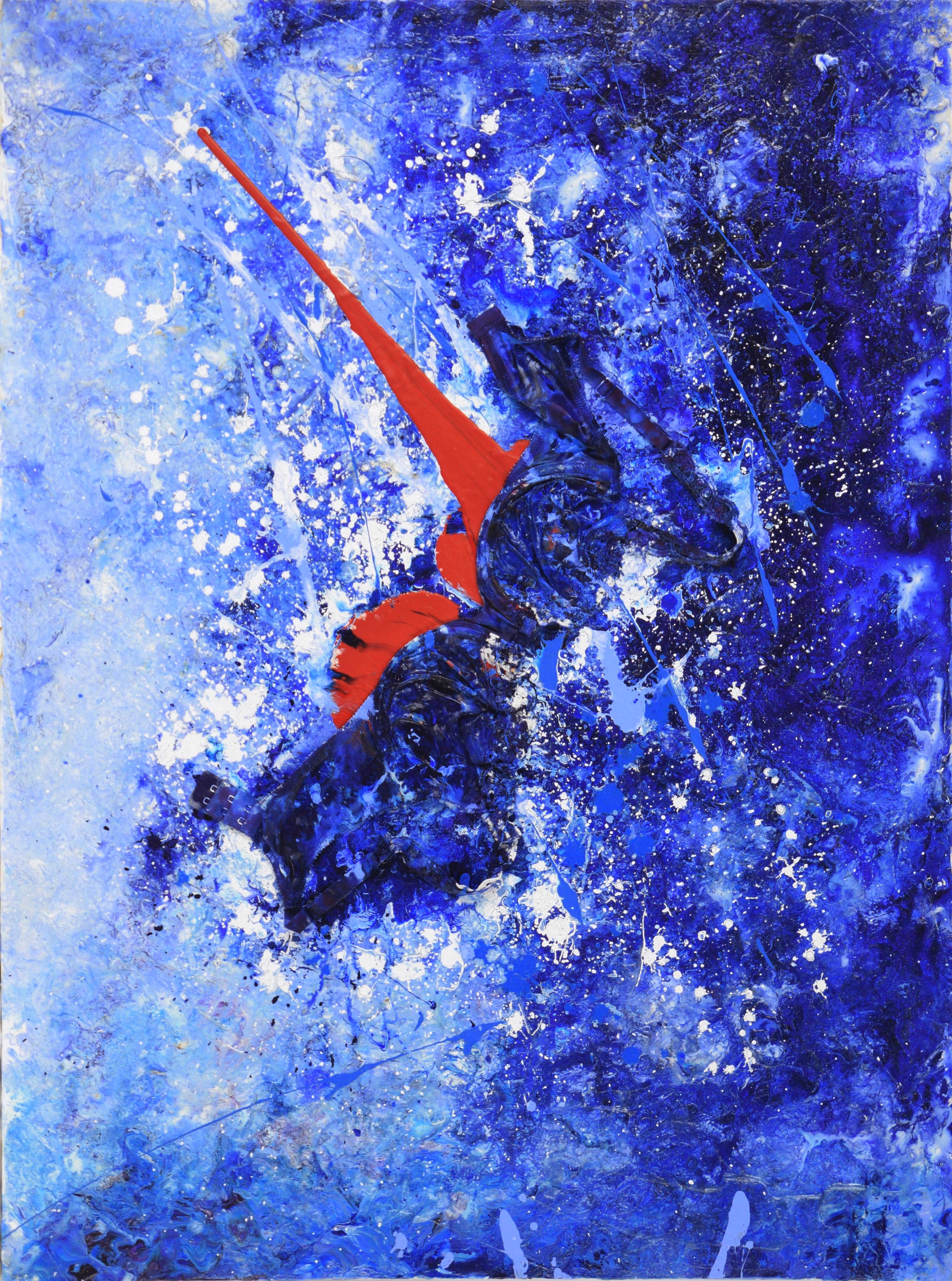 Red Underneath - Textured Expressionist Composition in Acrylic on Canvas - Purple Abstract Painting by Charles David Francis