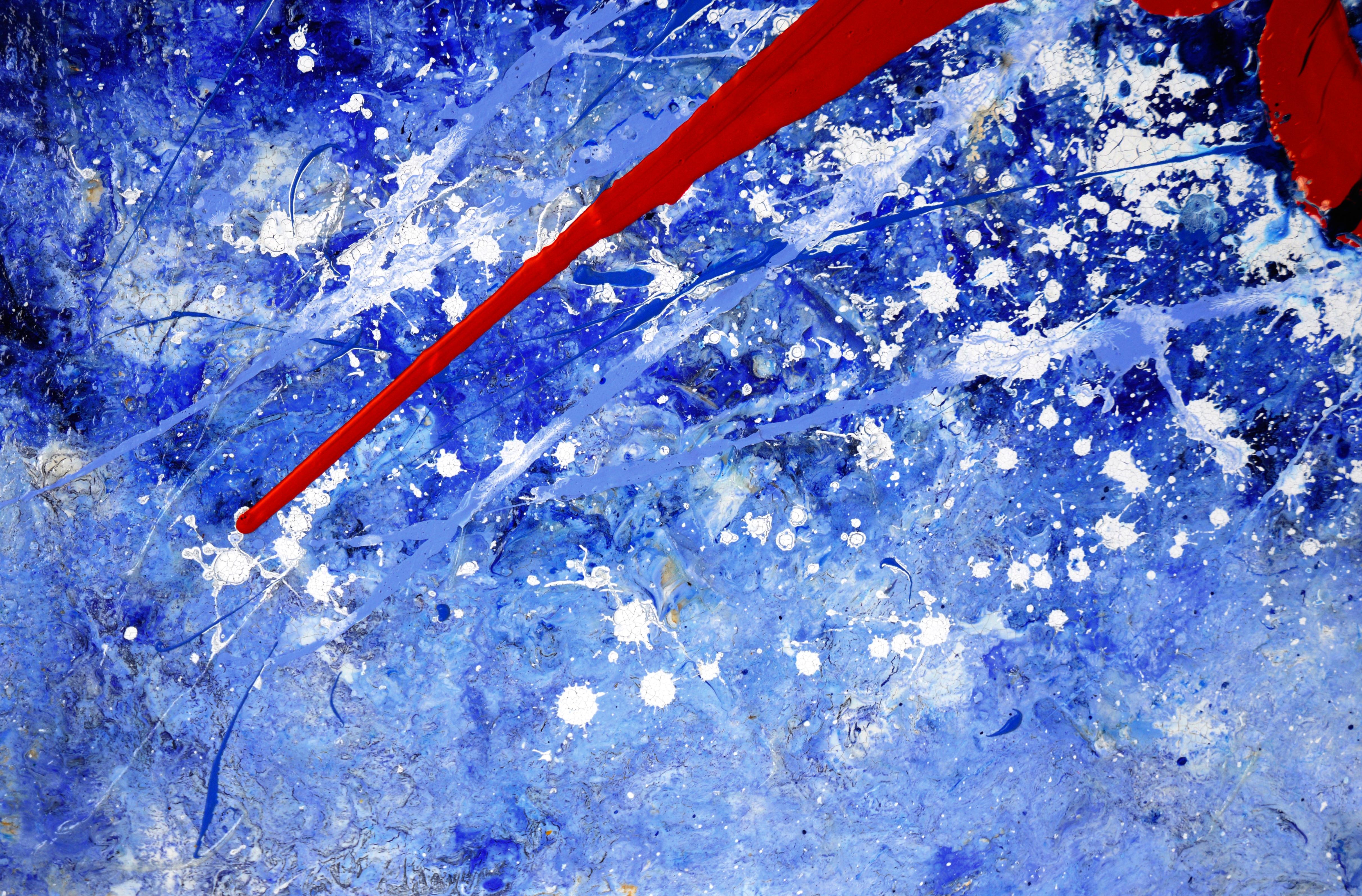 Red Underneath - Textured Expressionist Composition in Acrylic on Canvas For Sale 2