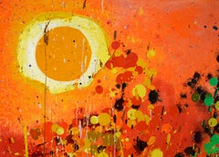 Sunset Garden - Textured Expressionist Composition in Acrylic on Canvas