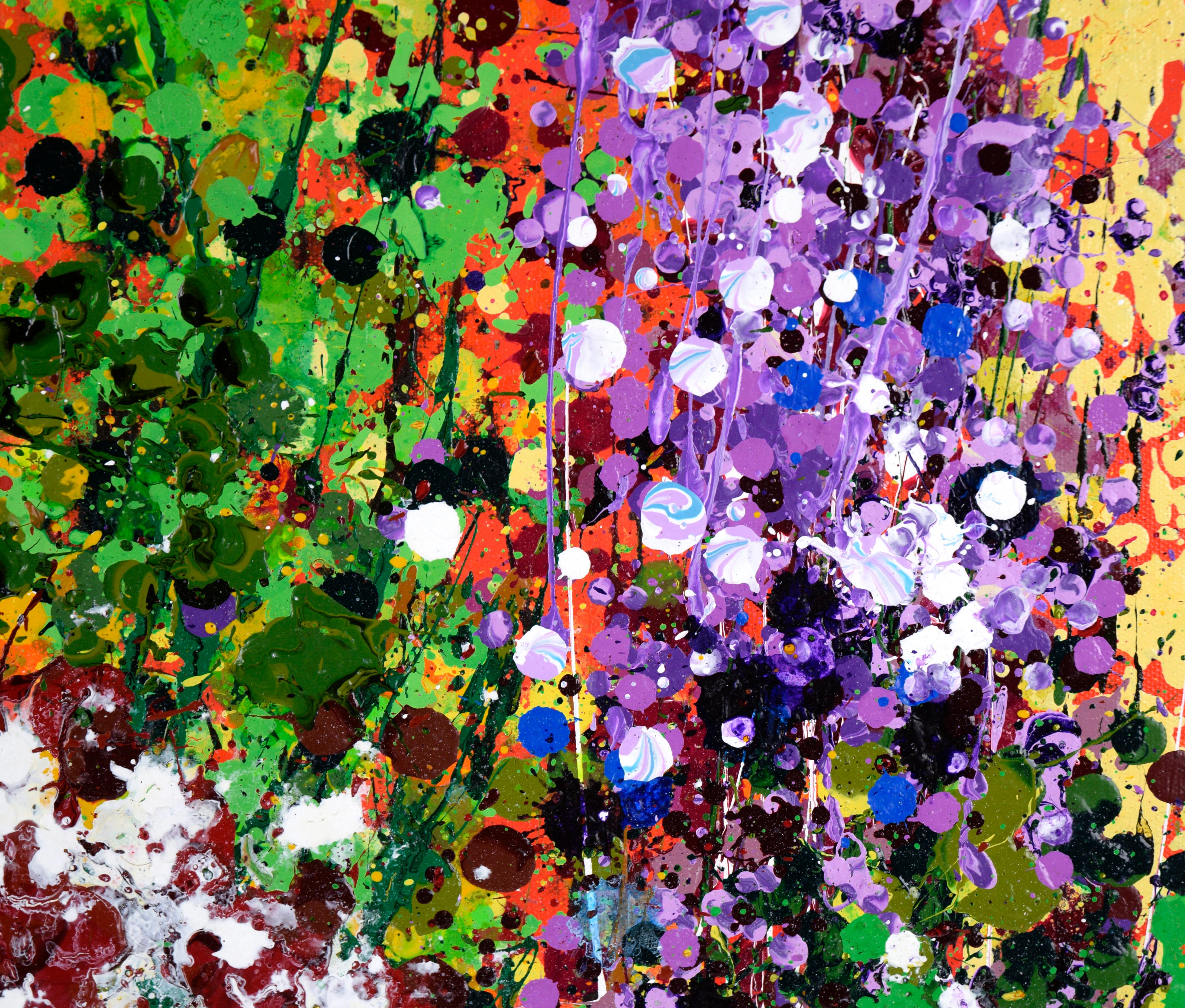 Sunset Garden - Textured Expressionist Composition in Acrylic on Canvas For Sale 1