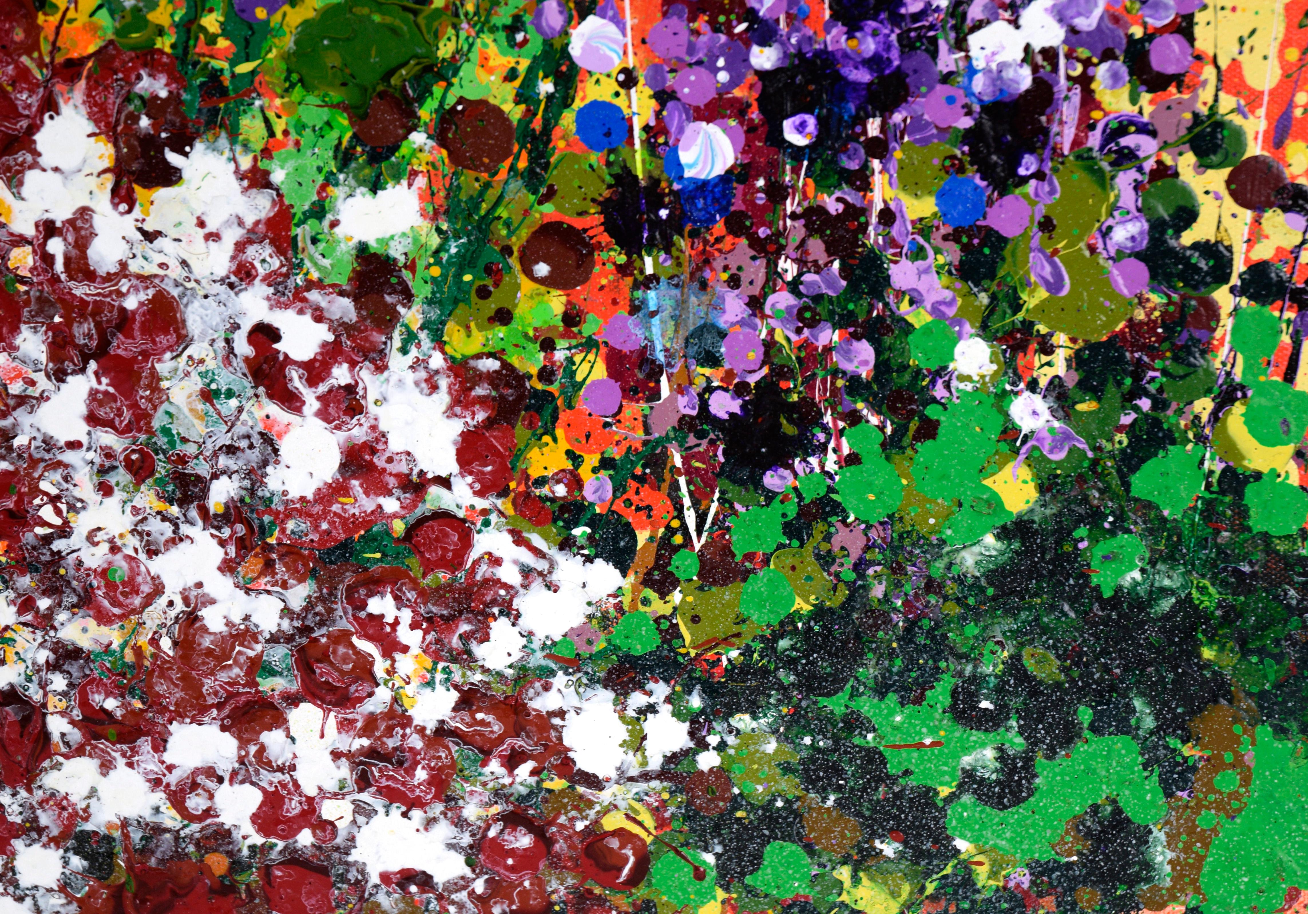 Sunset Garden - Textured Expressionist Composition in Acrylic on Canvas For Sale 2