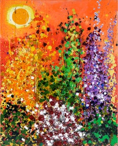 Giardino al tramonto - Composizione espressionista in acrilico su tela