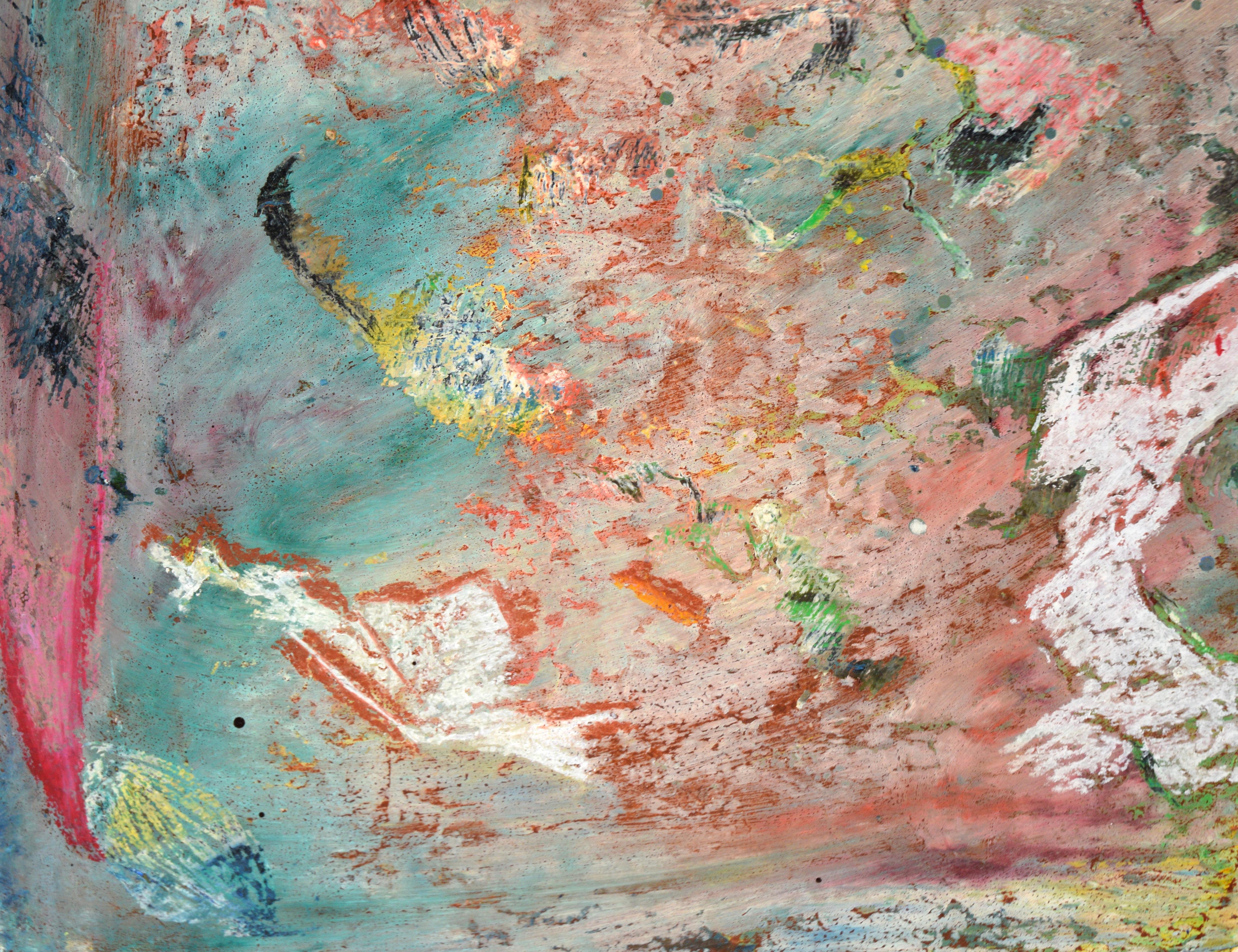 The Cave Wall - Abstract Expressionist Composition in Acrylic on Canvas - Brown Abstract Painting by Charles David Francis