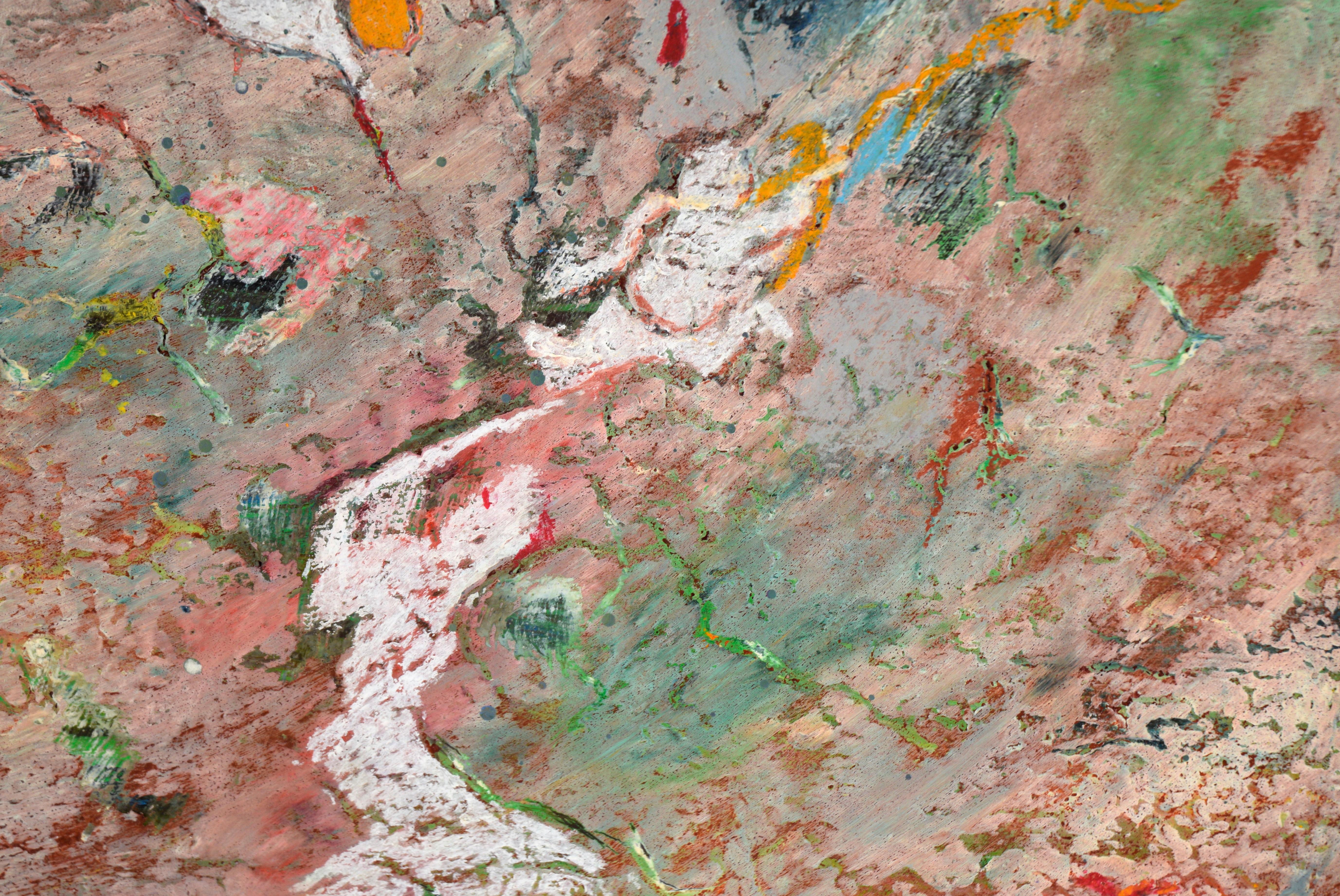 The Cave Wall - Abstract Expressionist Composition in Acrylic on Canvas For Sale 2