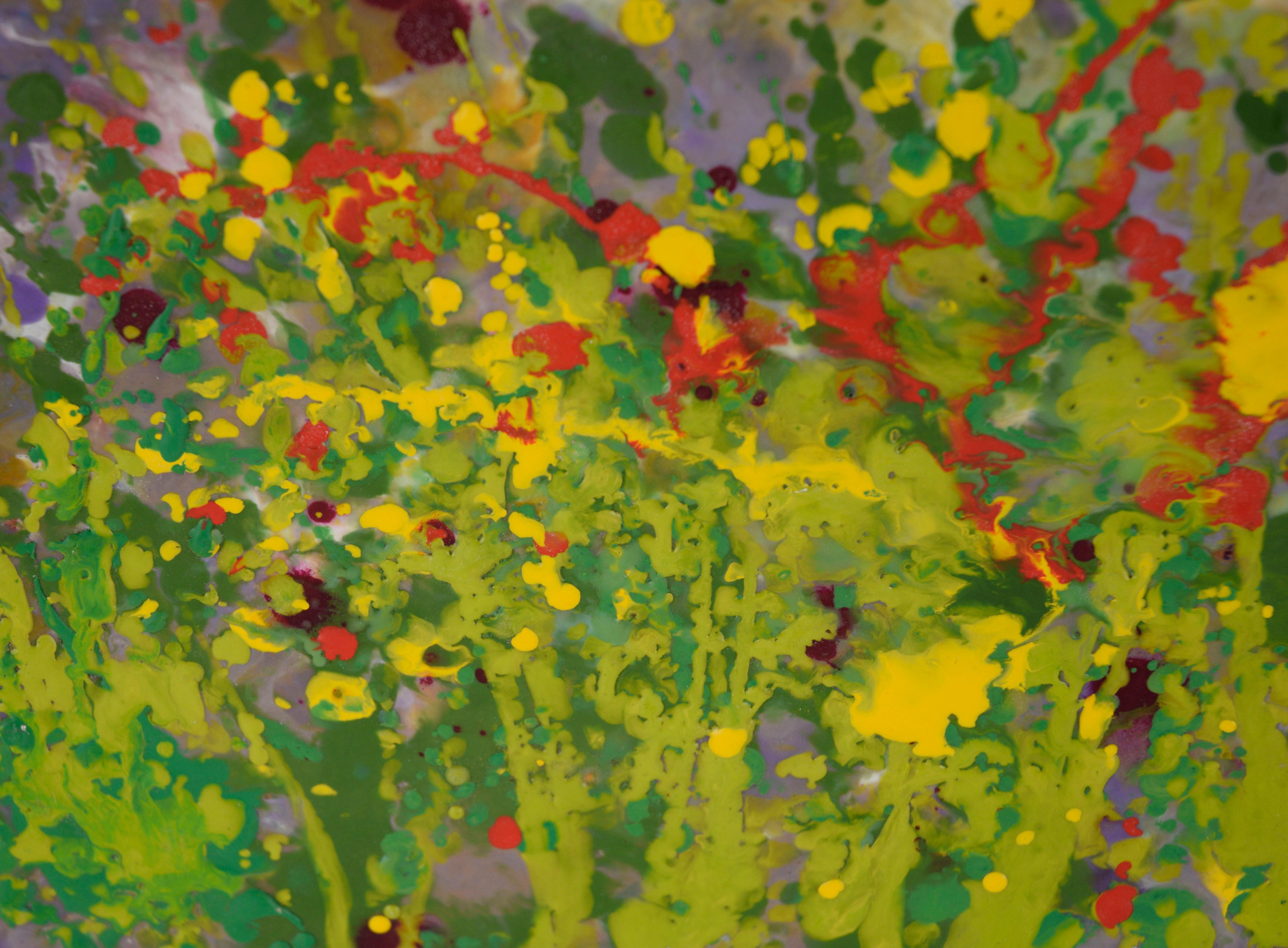 El jardín de flores - Cera y acrílico sobre madera - Painting de Charles David Francis