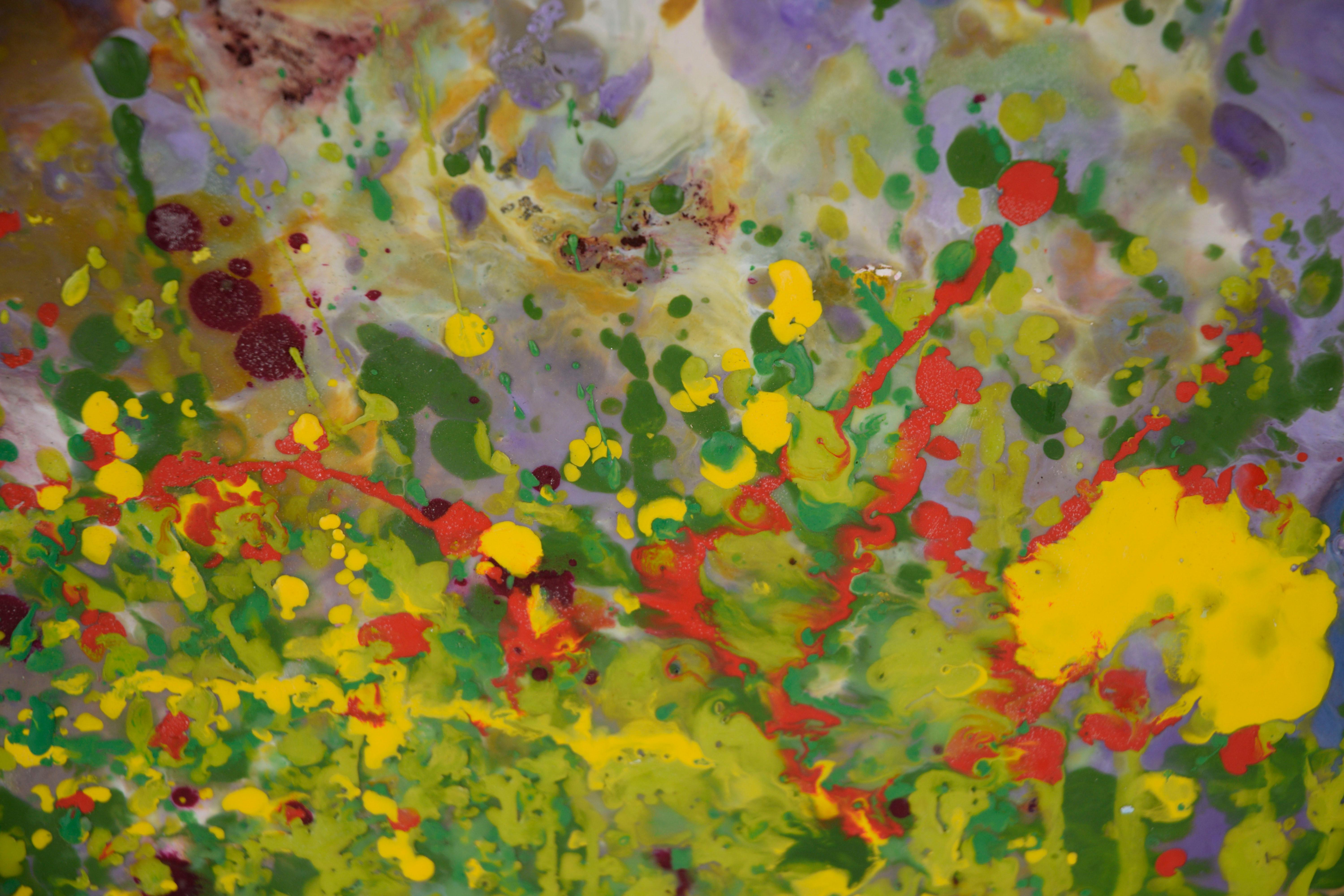 El jardín de flores - Cera y acrílico sobre madera - Painting Expresionismo abstracto de Charles David Francis