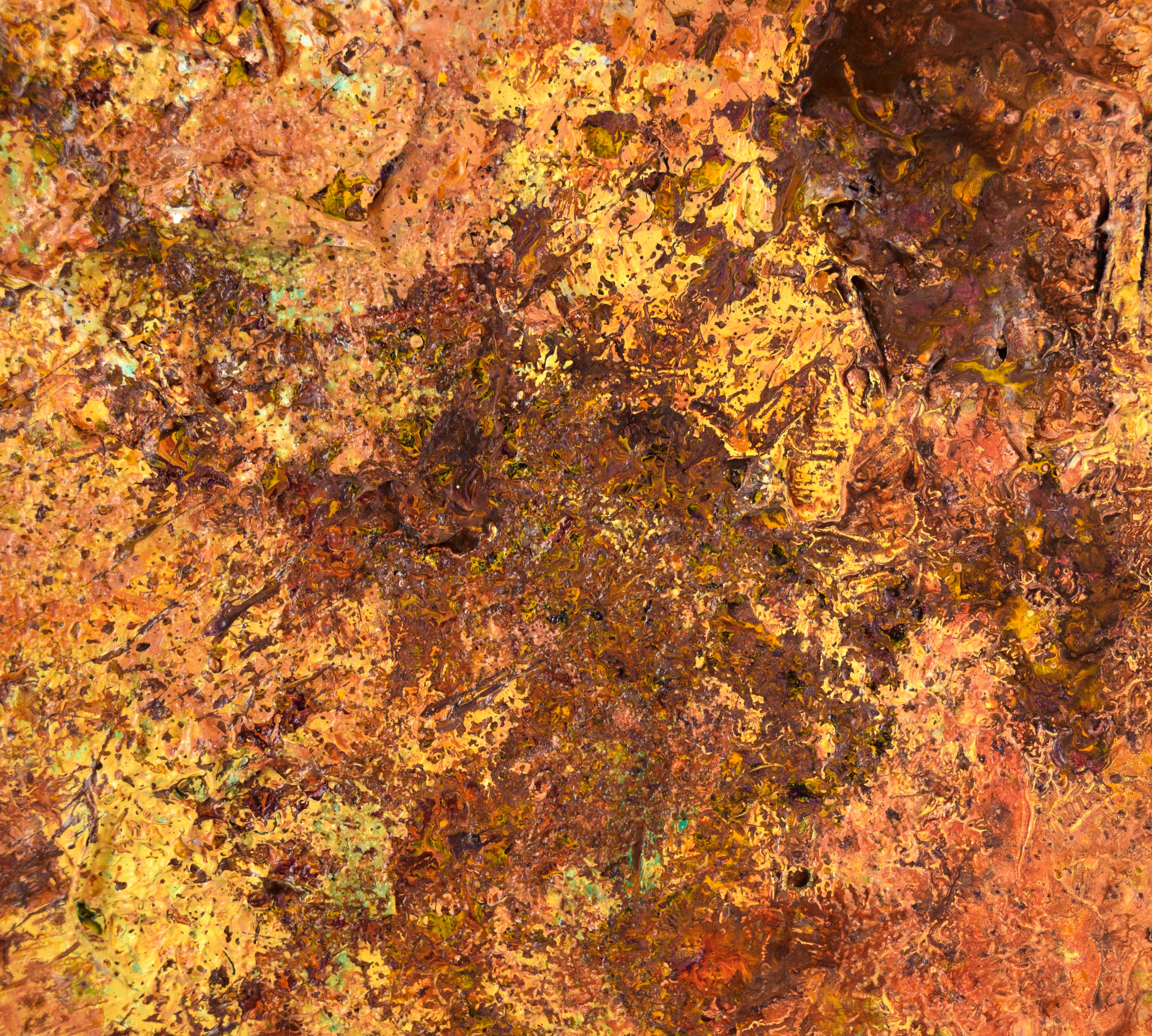Mit Hilfe des Hundes – strukturierte expressionistische Komposition in Acryl auf Leinwand im Angebot 1