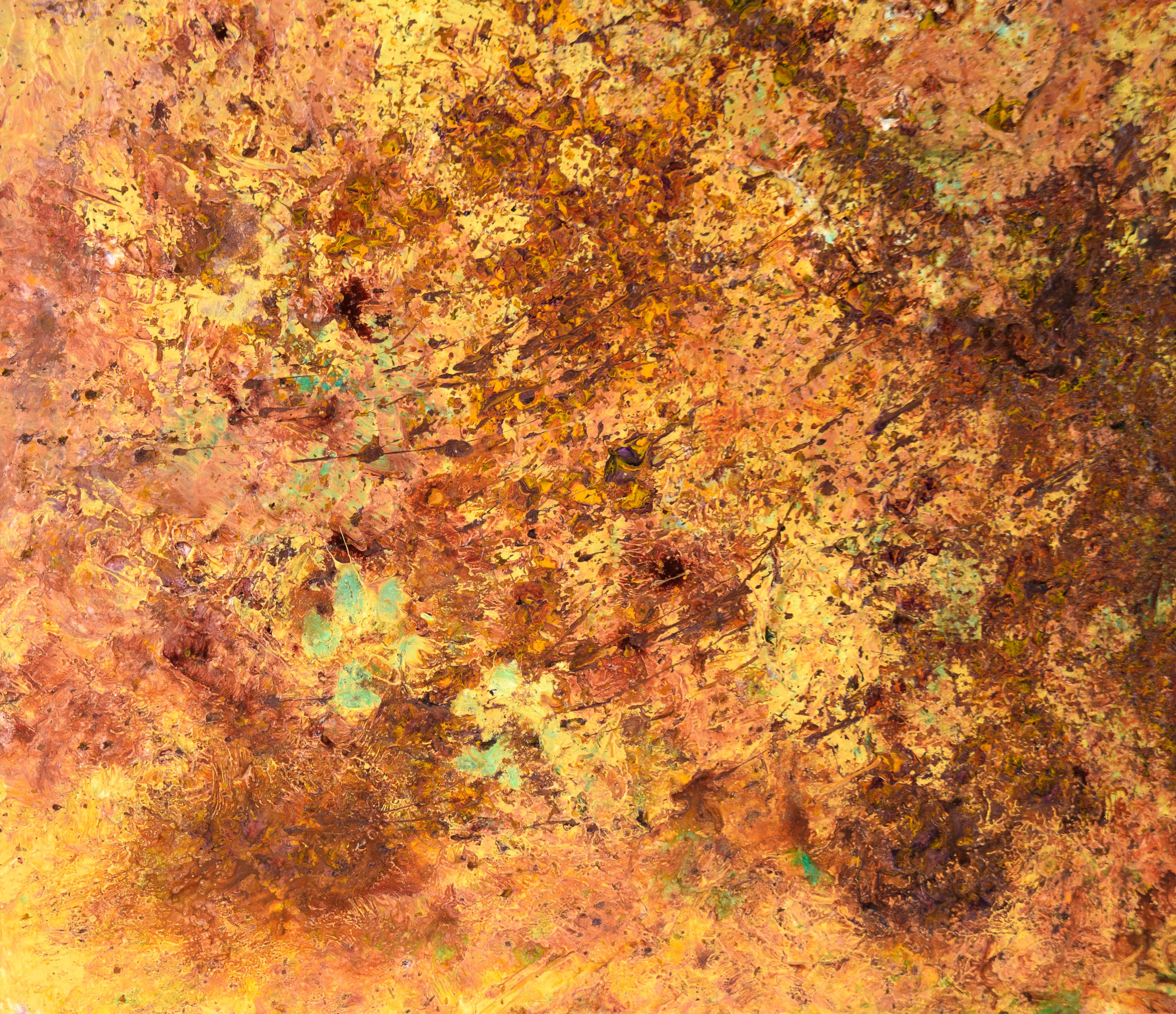 Mit Hilfe des Hundes – strukturierte expressionistische Komposition in Acryl auf Leinwand im Angebot 2