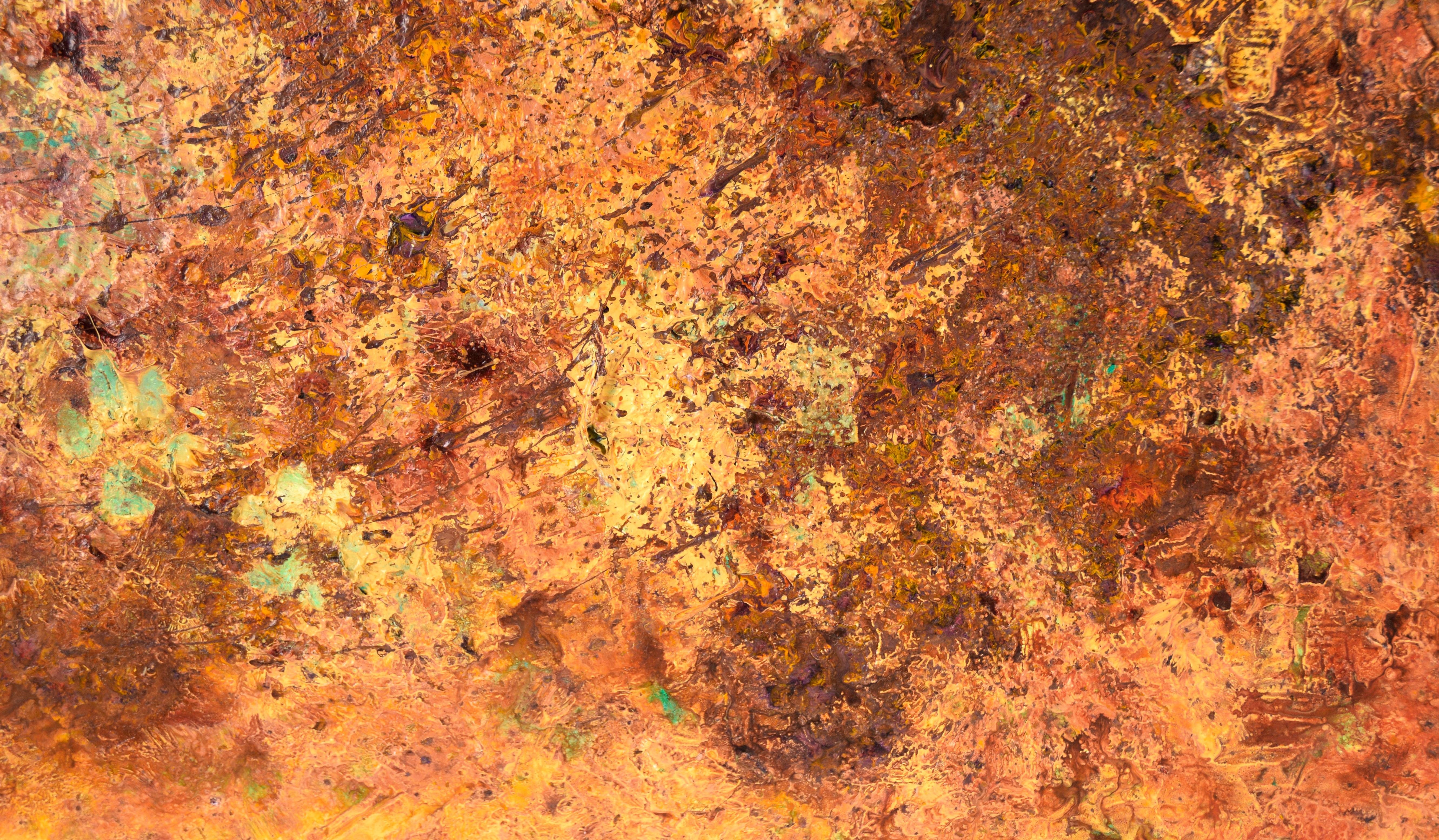 Mit Hilfe des Hundes – strukturierte expressionistische Komposition in Acryl auf Leinwand im Angebot 3