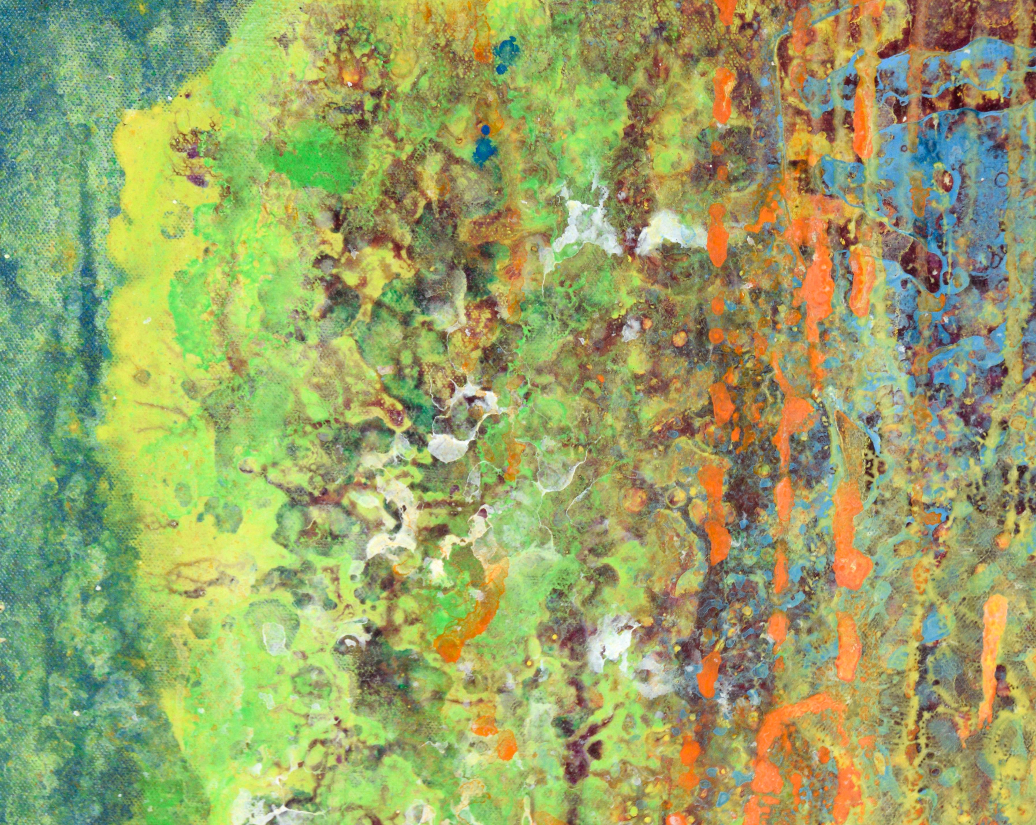 Composition expressionniste abstraite jaune, verte et orange - Painting de Charles David Francis
