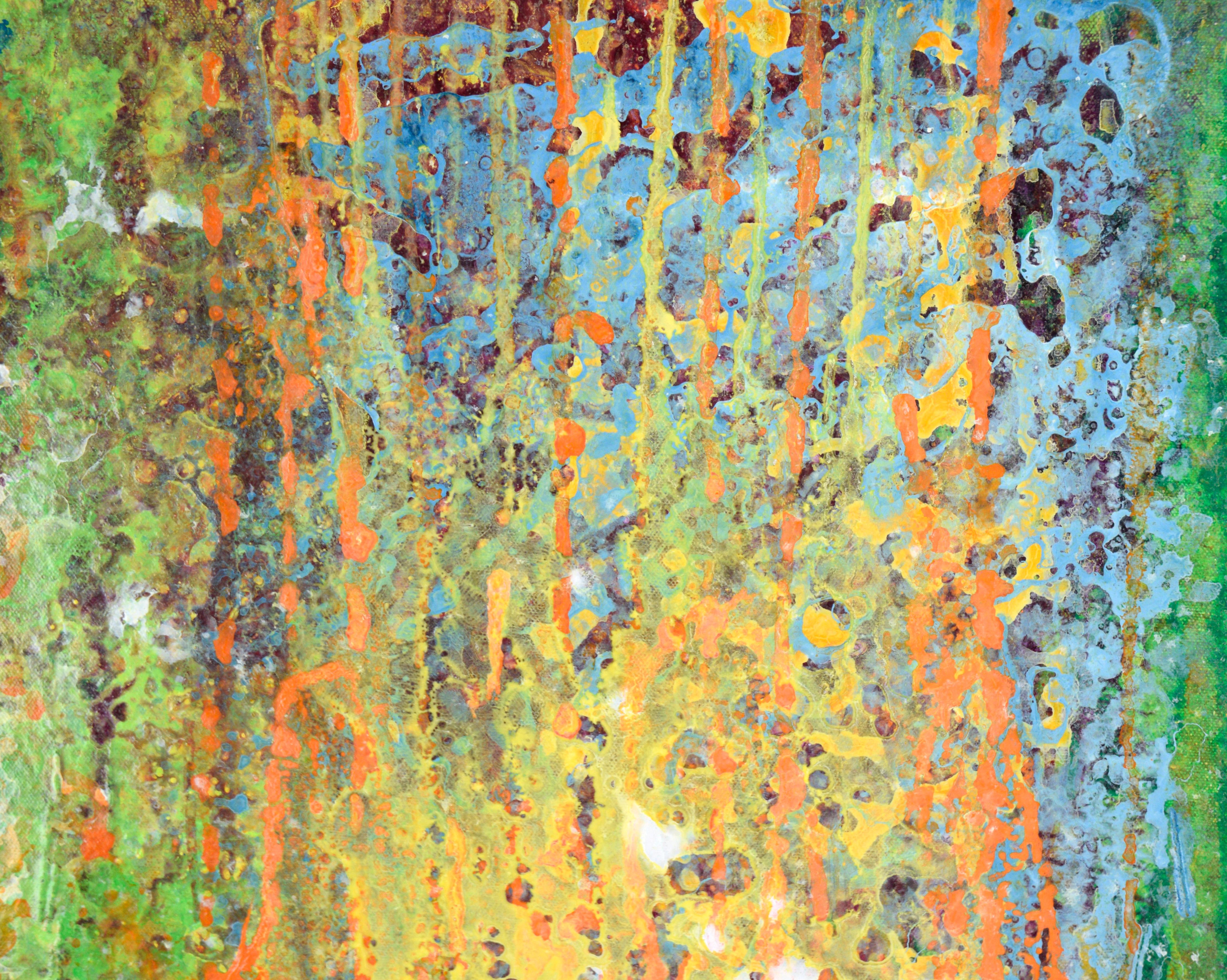 Composition expressionniste abstraite jaune, verte et orange - Expressionnisme abstrait Painting par Charles David Francis