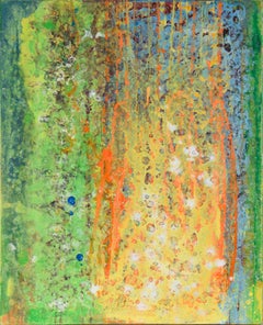 Vintage Yellow, Green, and Orange - Abstract Expressionist Composition