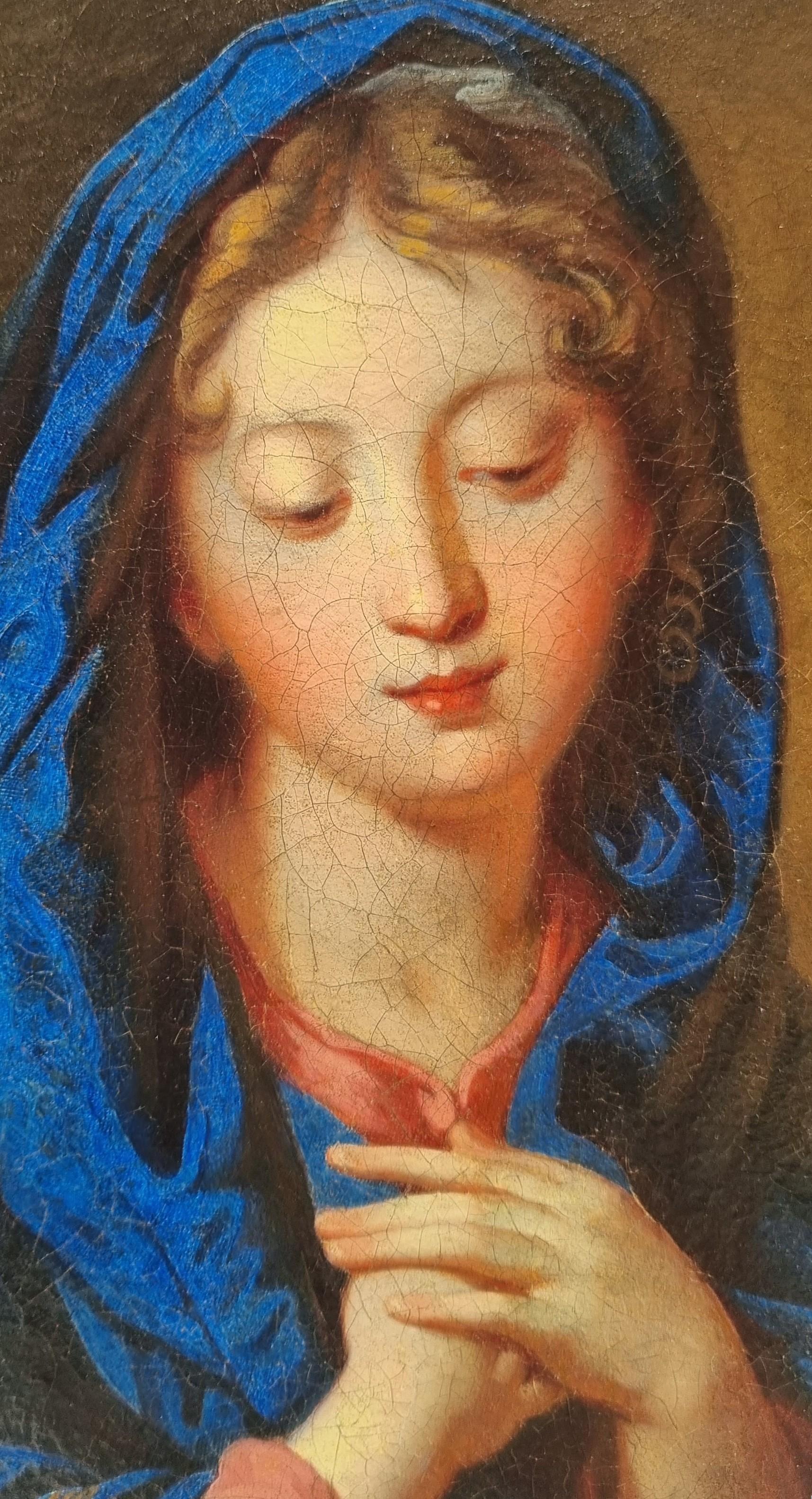 Classical 18th French Religious Painting Virgin Annunciation After DE LA FOSSE For Sale 1
