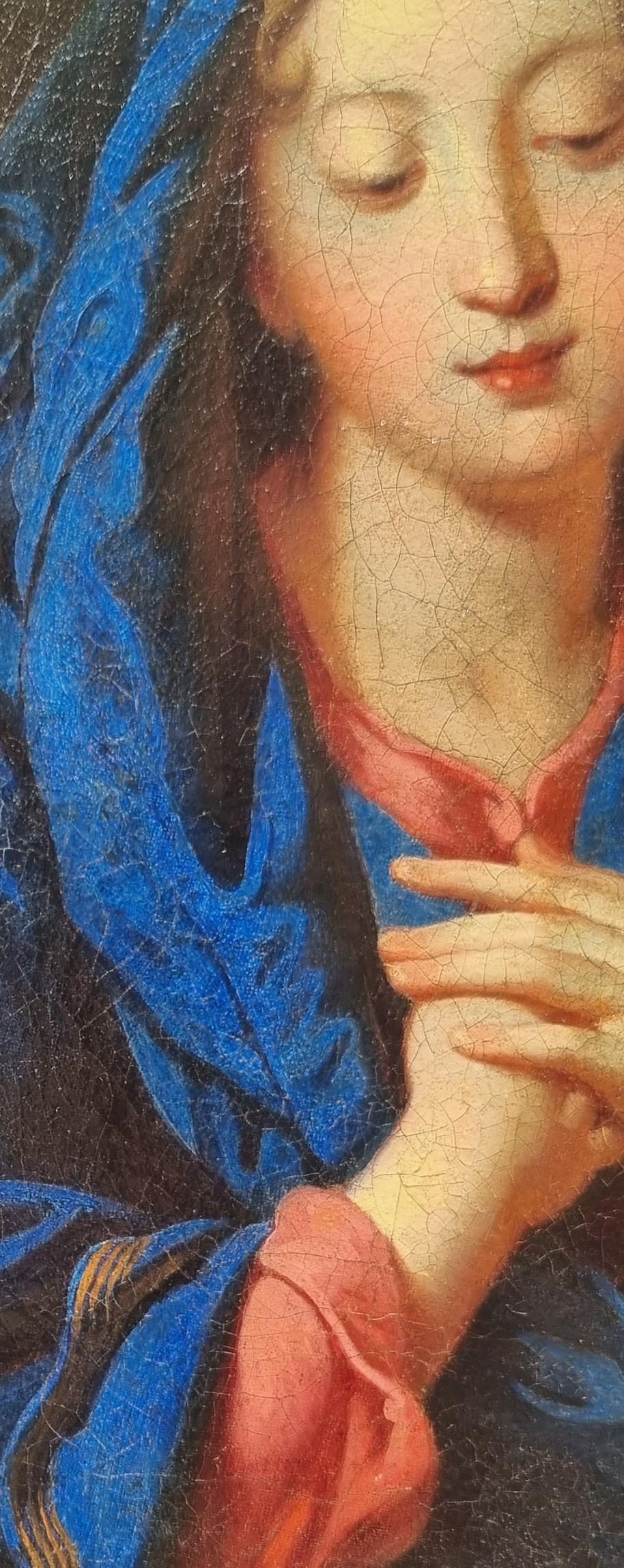 Classical 18th French Religious Painting Virgin Annunciation After DE LA FOSSE For Sale 3