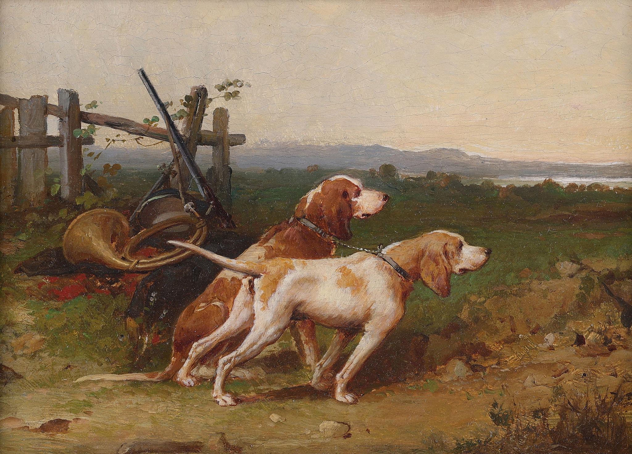The Hunting Dogs - Painting by Charles De Penne