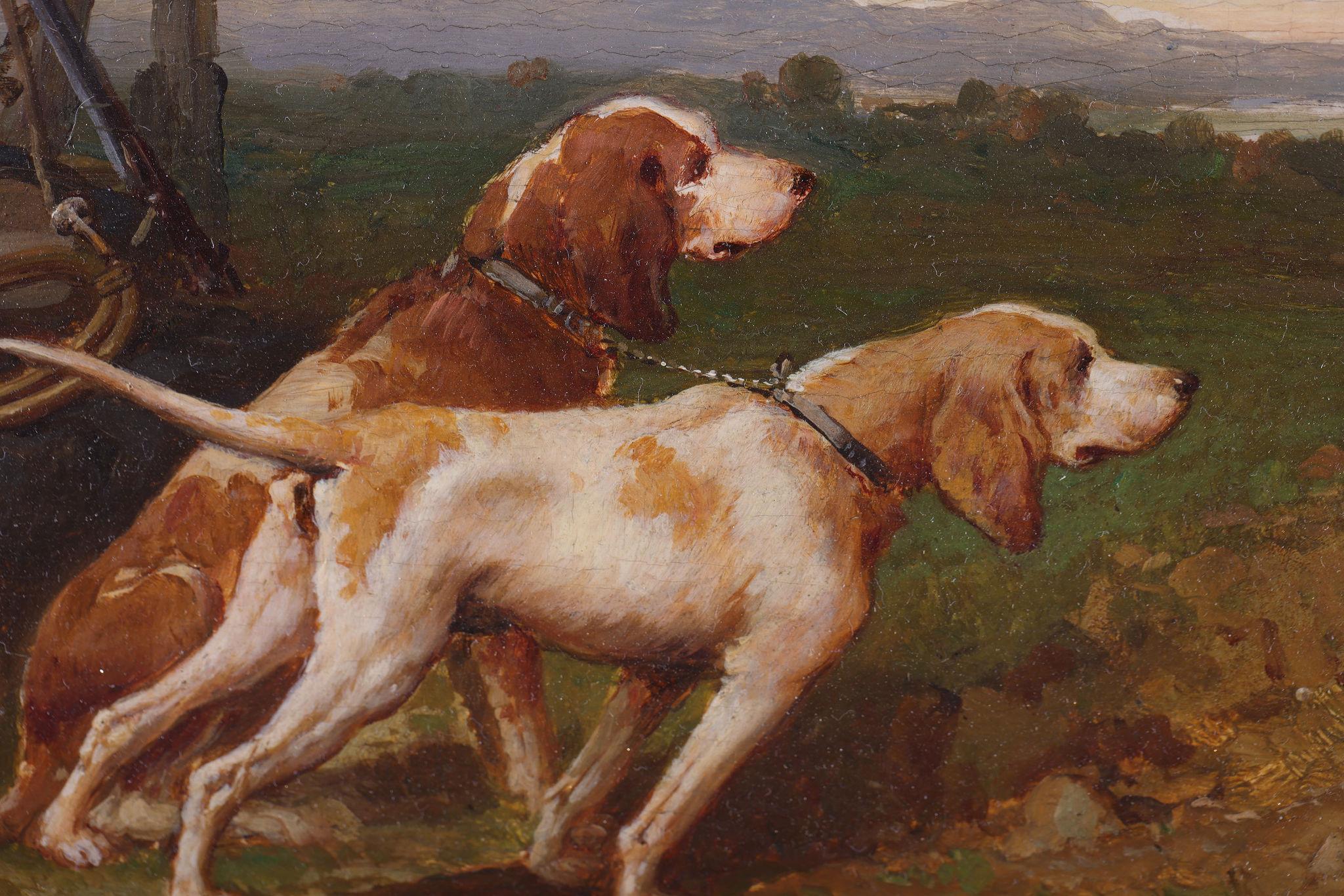 The Hunting Dogs - French School Painting by Charles De Penne