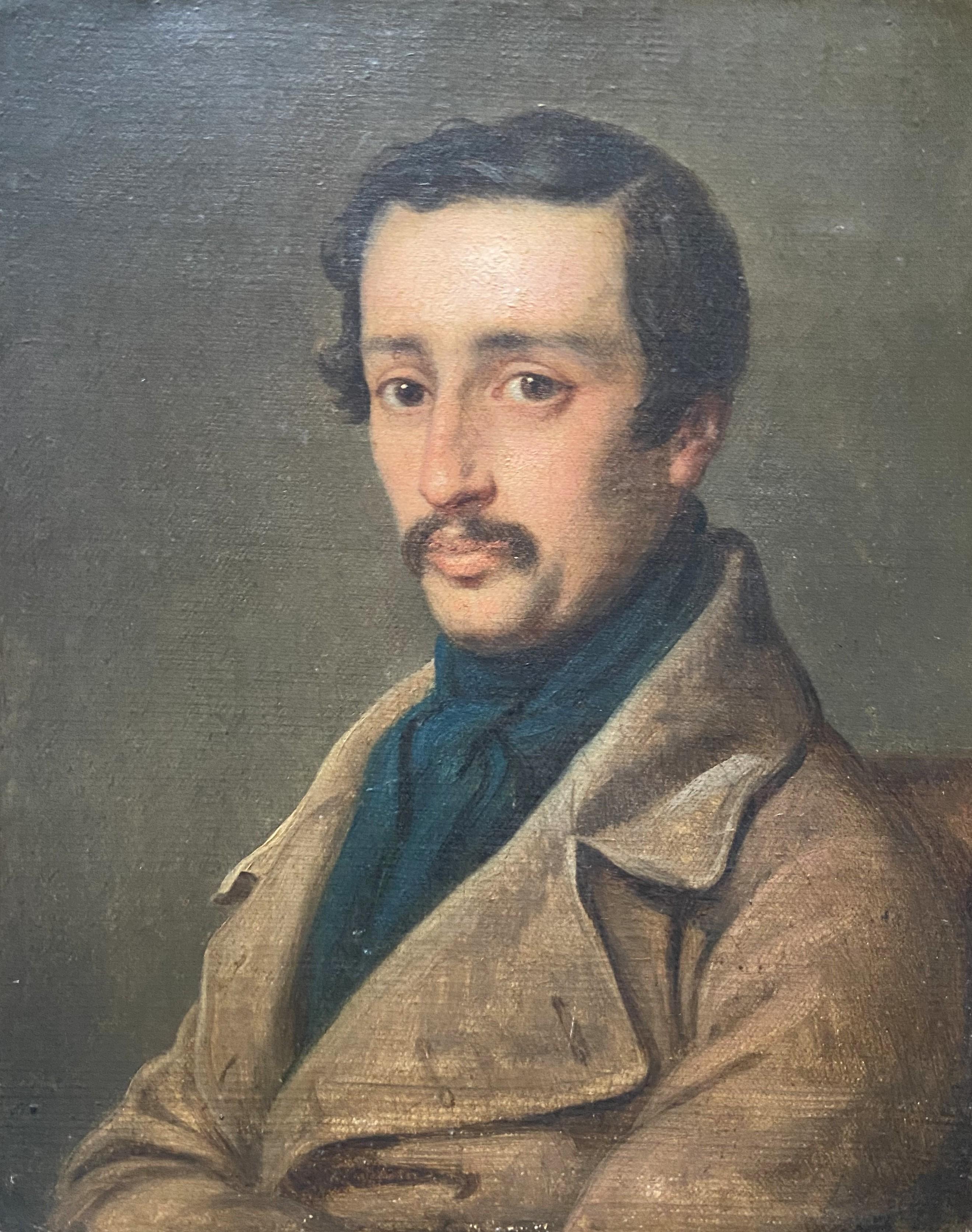 Attributed to Charles de Steuben (1788-1856) 
Portrait of a man, 
oil on canvas
22 x 18 cm
In a modern frame : 35,5 x 31,5 cm

The attribution of this small portrait to Charles de Steuben is based on stylistic similarities, and more strangely on the