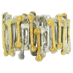 Charles De Temple 1970s Abstract Bi-coloured Band Ring Size L