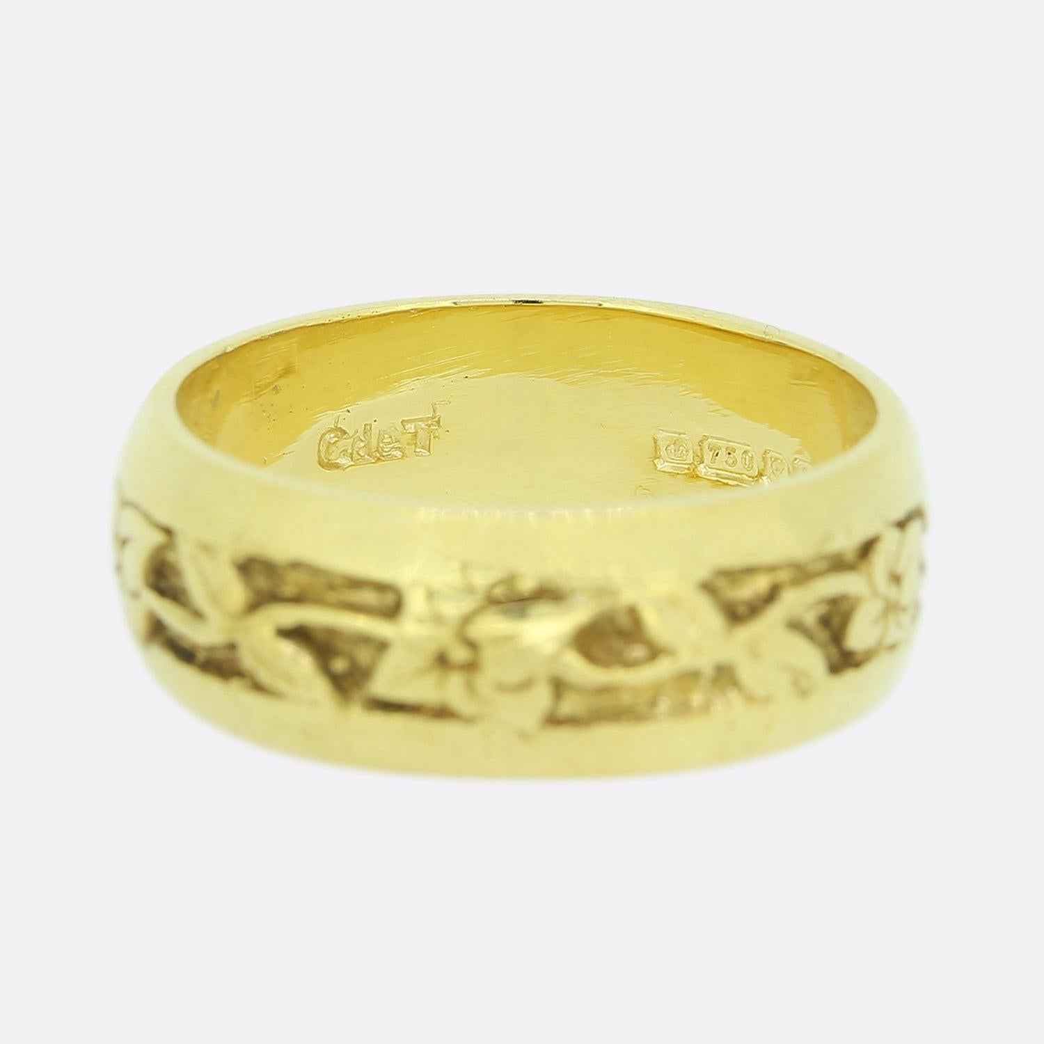 Charles De Temple 1980s Floral Band Ring Size M In Good Condition In London, GB