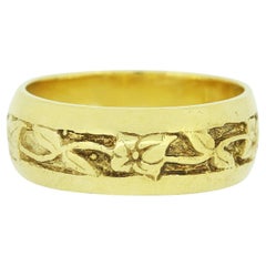 Charles De Temple 1980s Floral Band Ring Size M