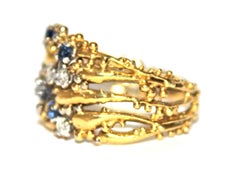 Charles de Temple Diamond and Sapphire 18 Karat Gold Ring