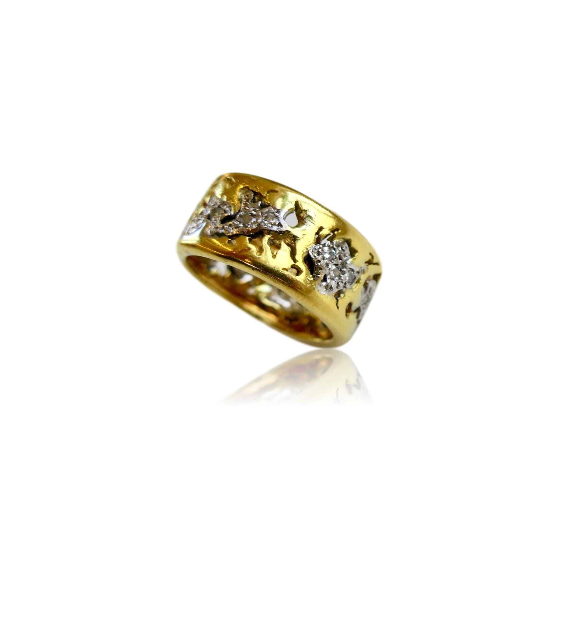 Modernist Charles de Temple Gold and Diamond Band Ring, 1960