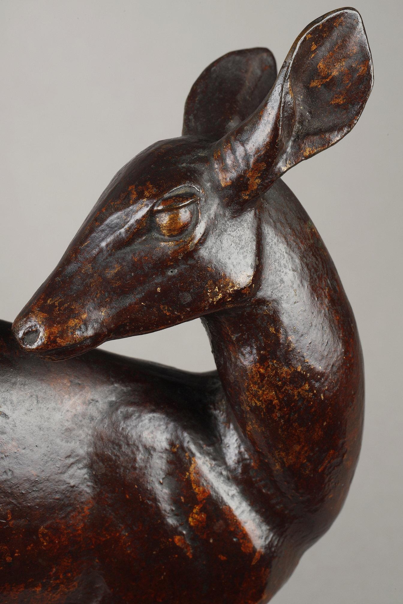 Bushbuck - Figurative Sculpture Oro de Charles Delhommeau