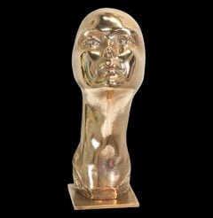 Busto Modernista de Bronce Pulido, Firmado 34/100, Siglo XX Abstracto