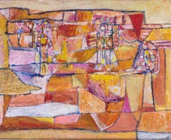 Circa 1953 Yellow landscape, abstract oil painting by Charles Denis Pulsford