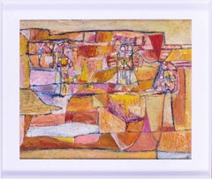 Circa 1953 Yellow landscape, abstract oil painting by Charles Denis Pulsford