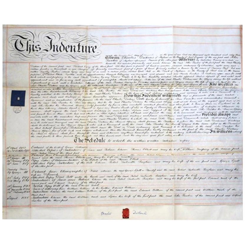 Charles Dickens 1863 Signed Large Paper Document