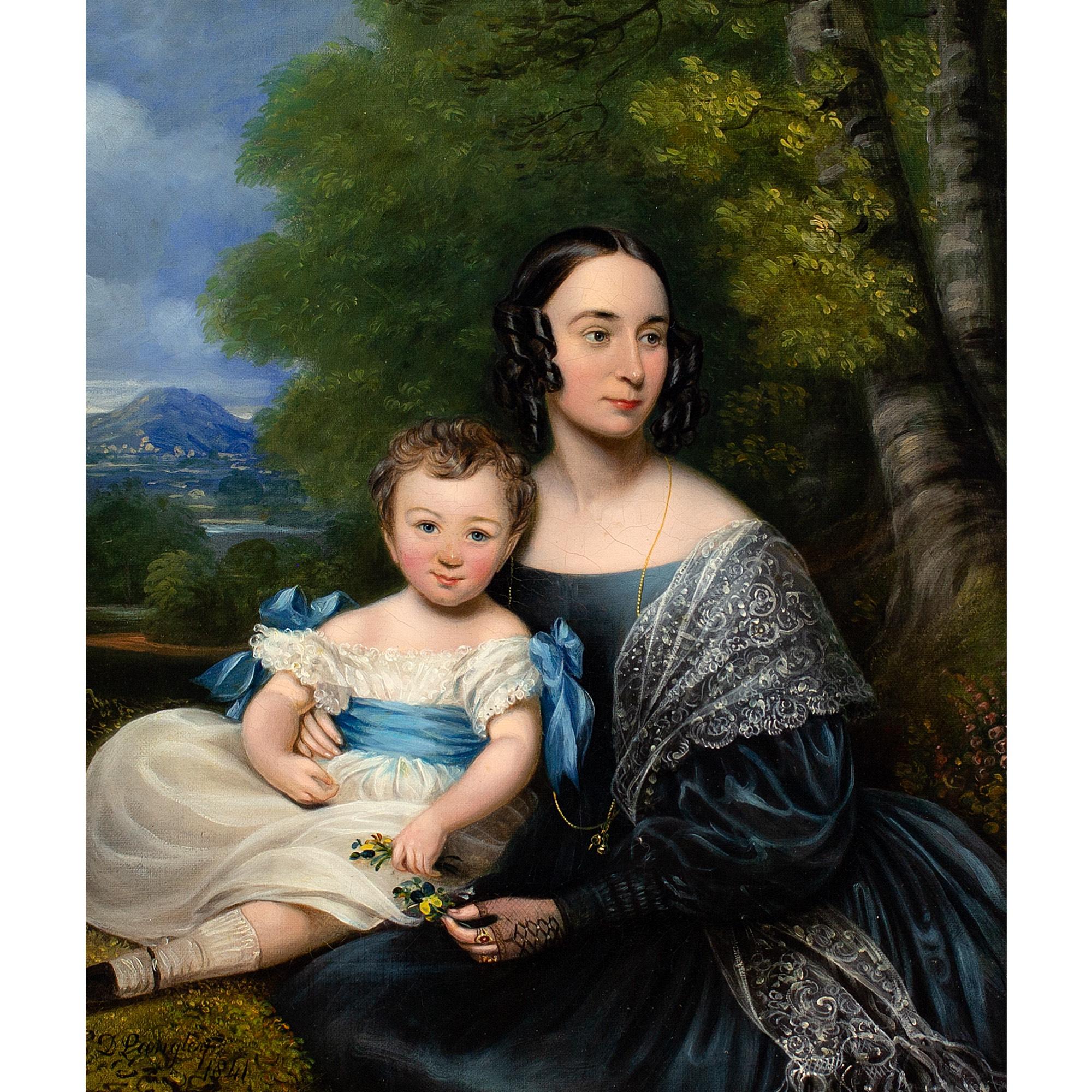 Charles Dickinson Langley, Portrait Of A Mother & Child, Oil Painting For Sale 1