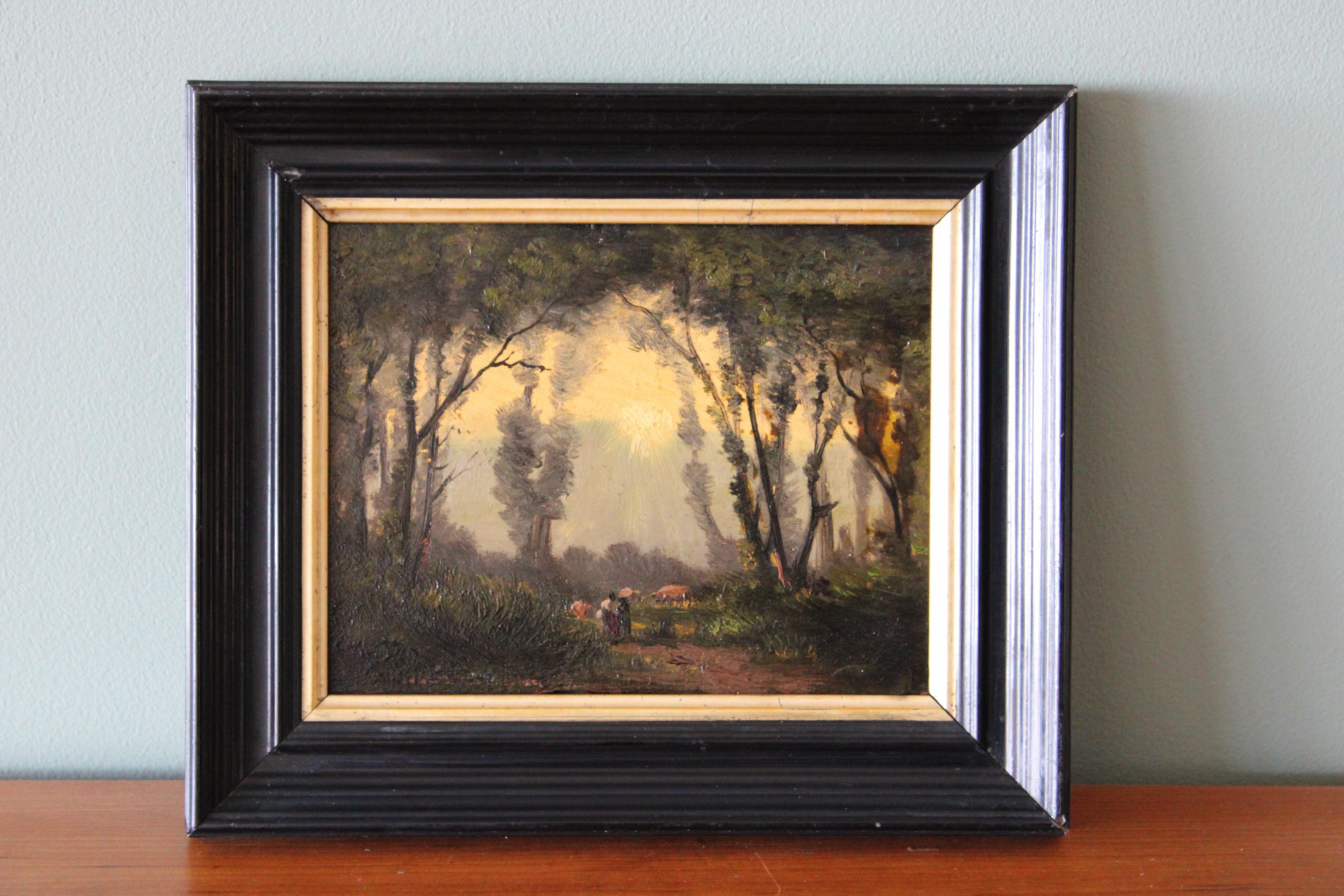 Antique French Barbizon Landscape by Charles Donzel (1824-1899) For Sale 1