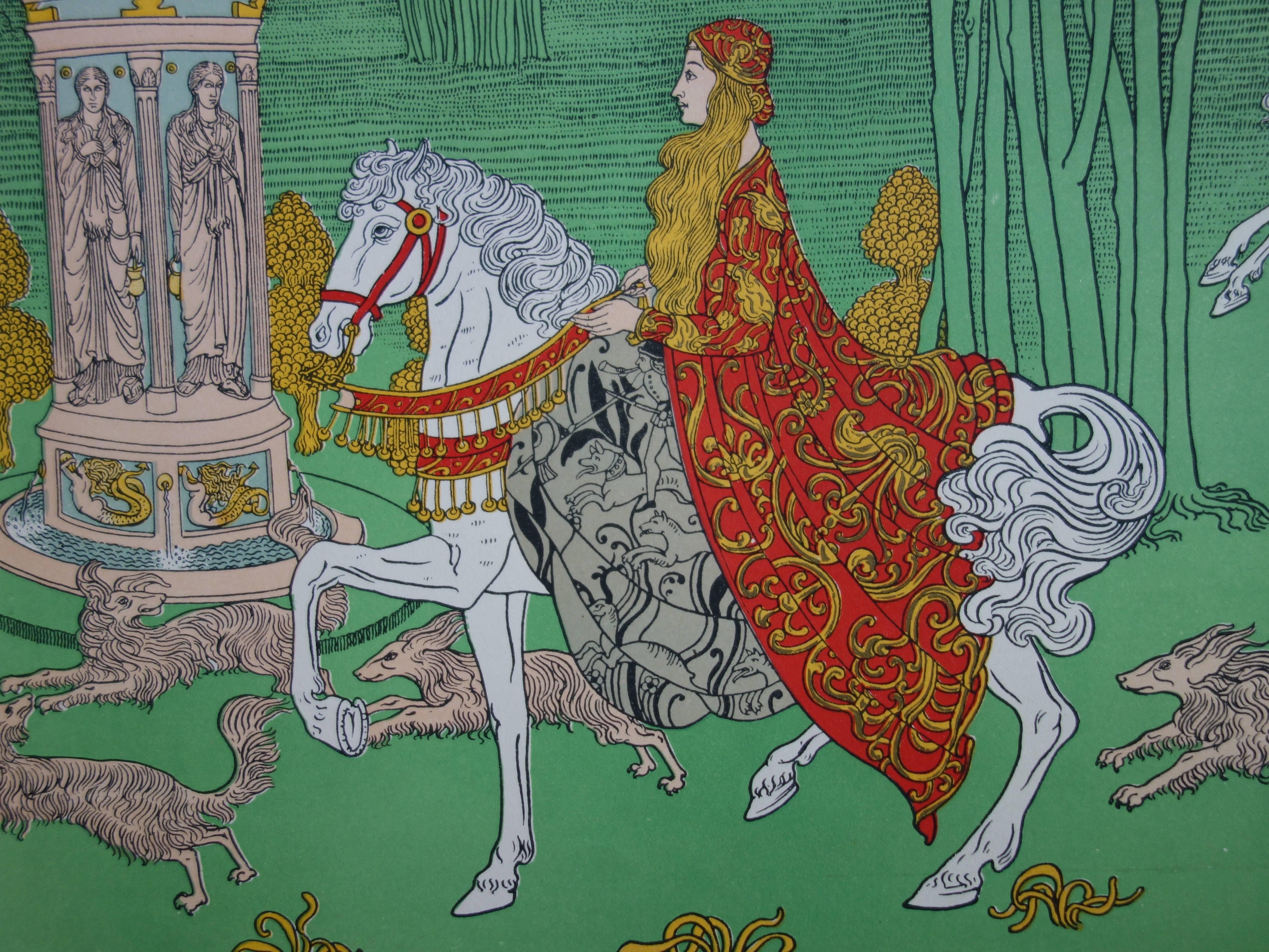 Charles DOUDELET
Mittleres Alter: Die Prinzessin, 1897 

Original-Lithographie (Werkstatt Champenois)
Gedruckte Unterschrift auf der Platte
Auf Vellum, 40 x 31 cm (ca. 16 x 12 Zoll)

INFORMATION: Lithographie für die Mappe 