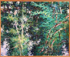 "Clear Reflections" Charles DuBack, Green Landscape, Pond, Sky, Forest