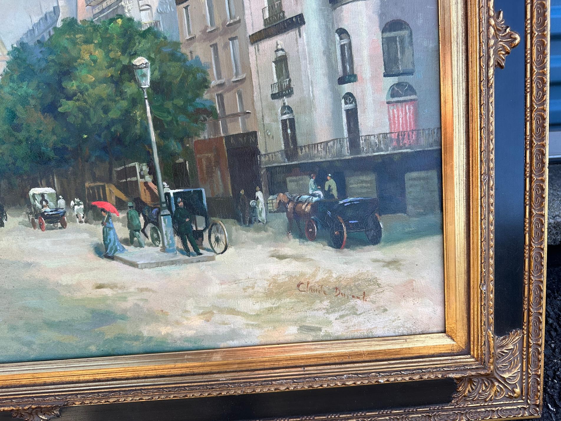 Escena impresionista francesa del siglo XX, Una calle concurrida de París - Painting de Charles Ducant